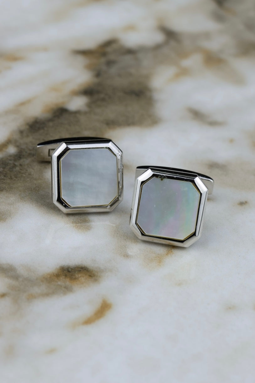 Longines – stalowe spinki z masą perłową (SP008)