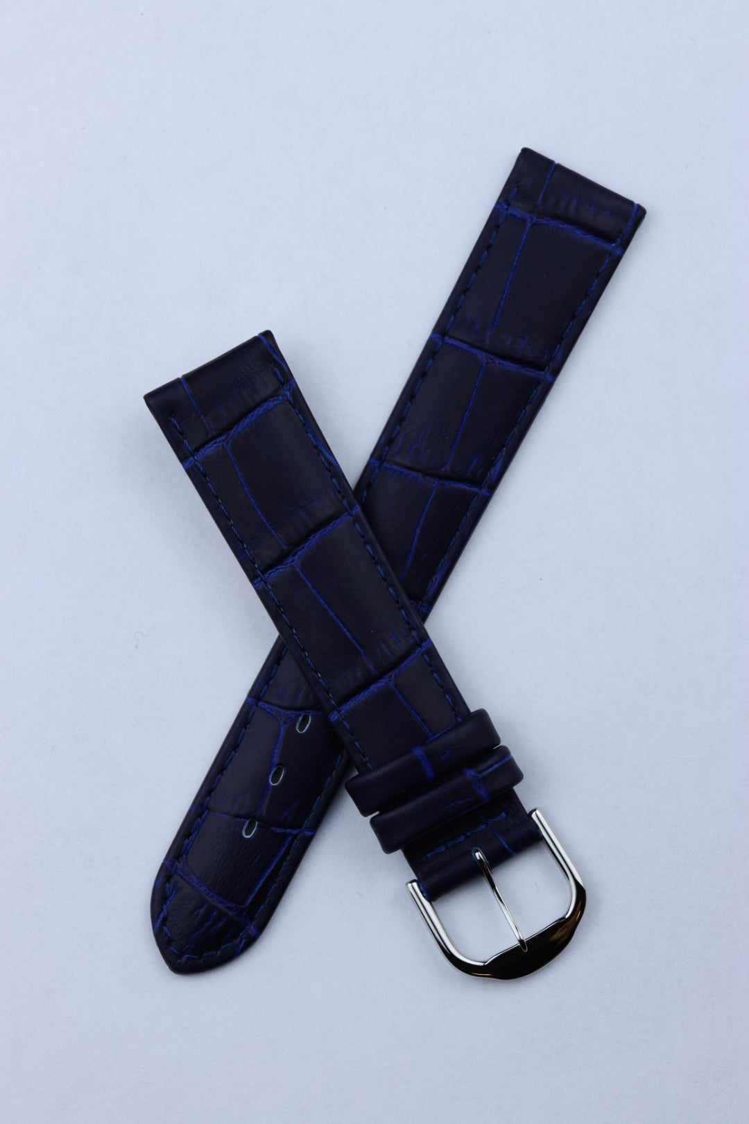 Pasek skórzany K.REDA granatowy krokodyl z przeszyciem (P063)