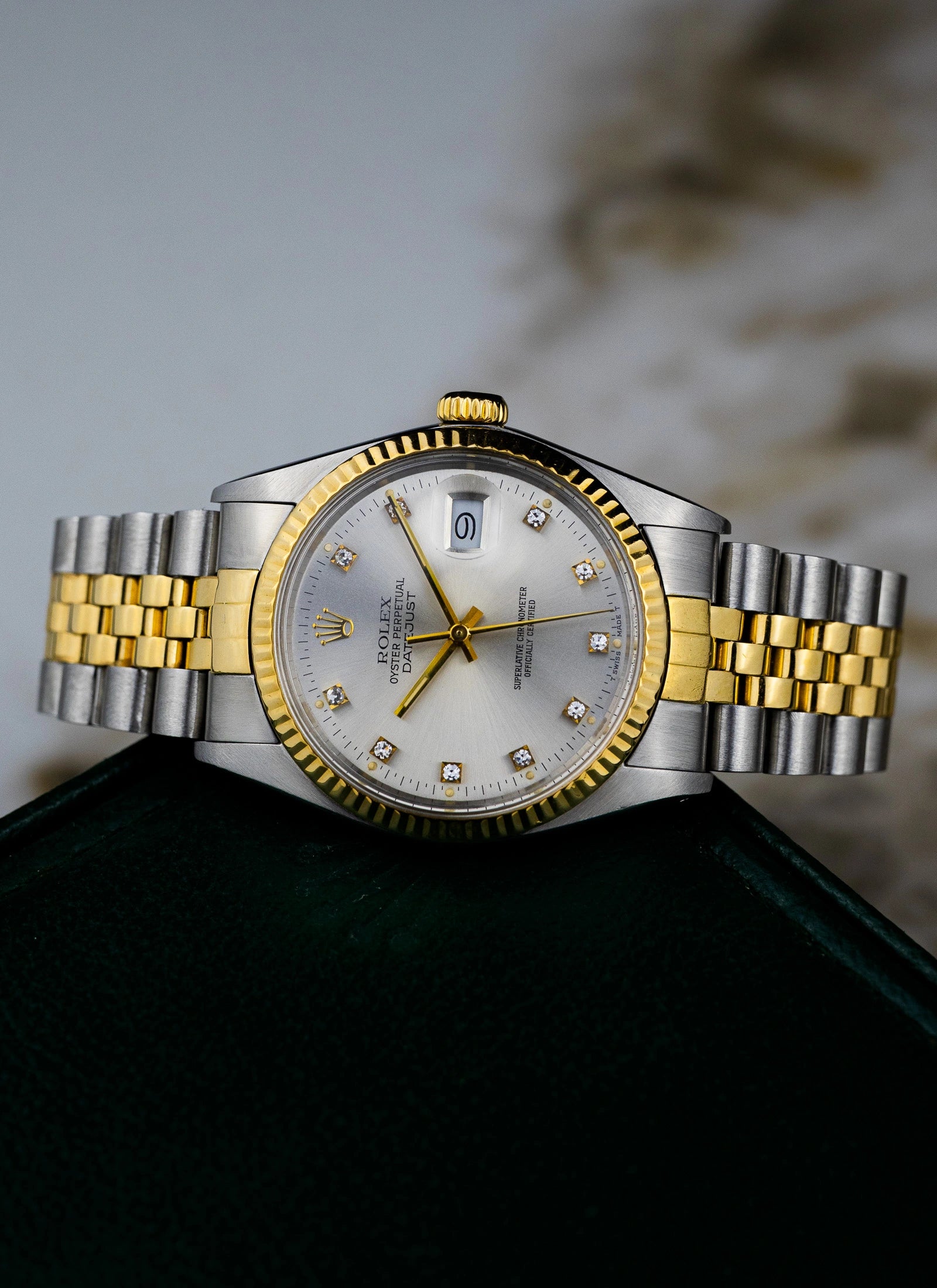 1985 Rolex Datejust Silver Diamond Dial 16013 Box