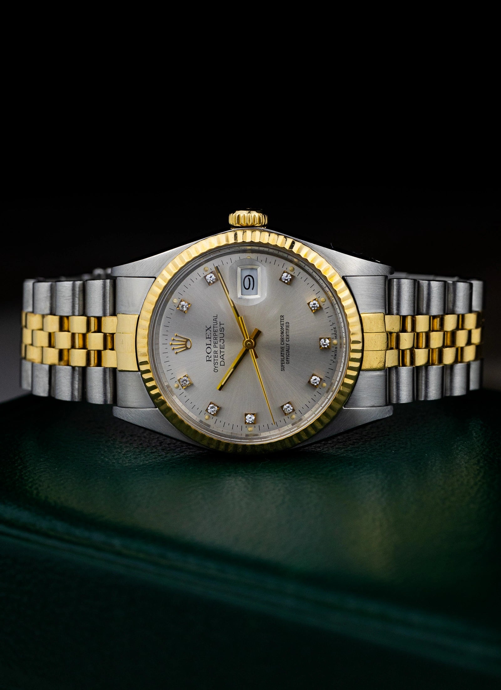 1985 Rolex Datejust Silver Diamond Dial 16013 Box