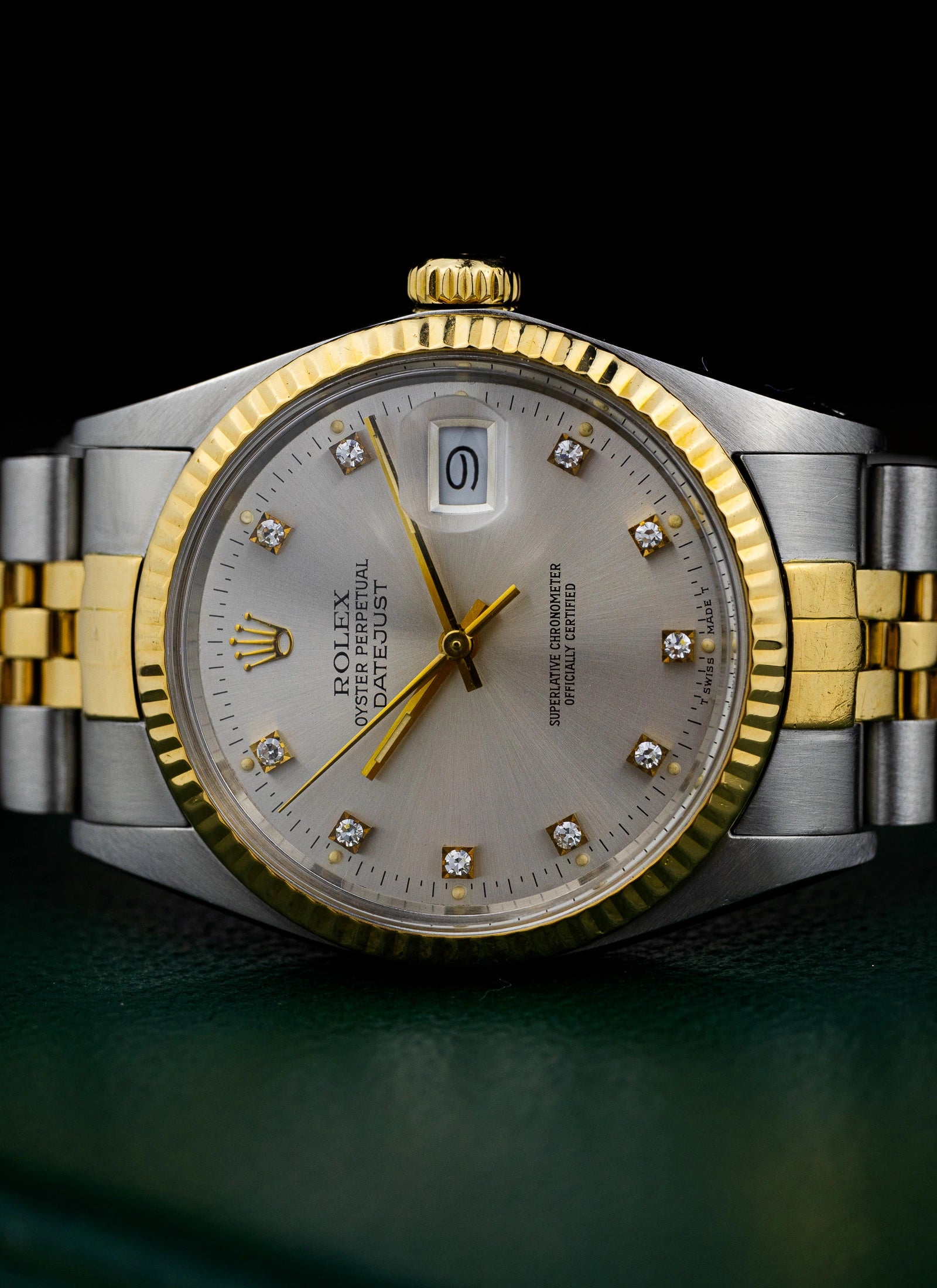 1985 Rolex Datejust Silver Diamond Dial 16013 Box