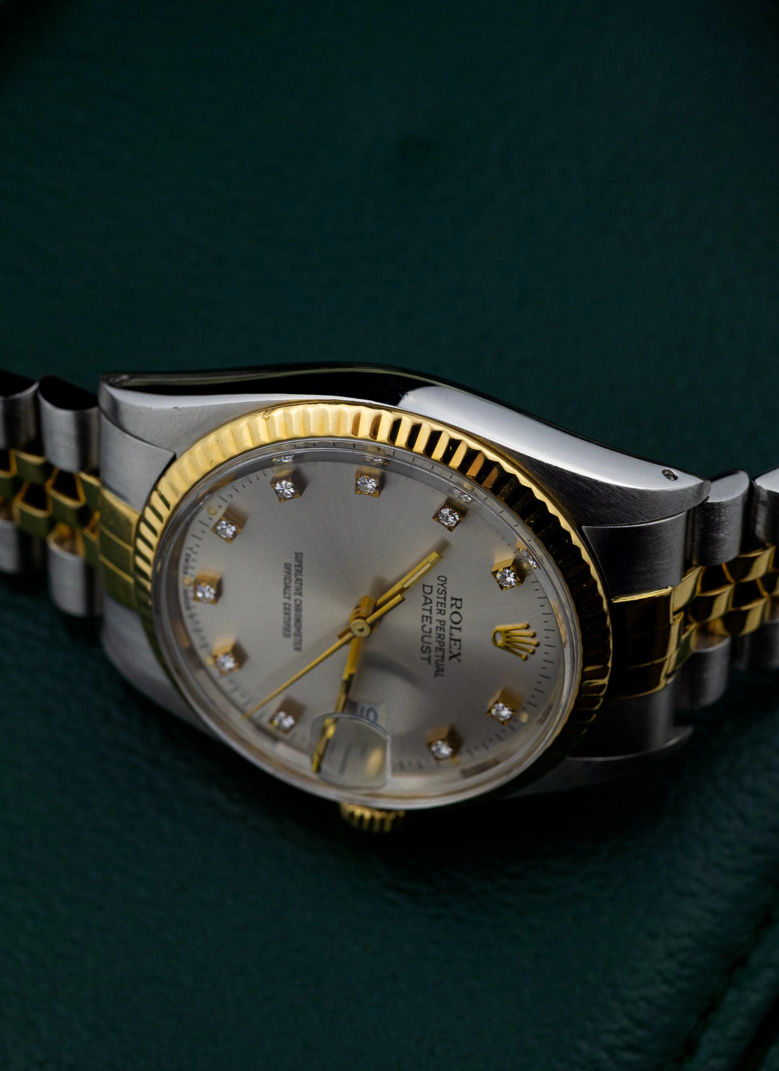 1985 Rolex Datejust Silver Diamond Dial 16013 Box