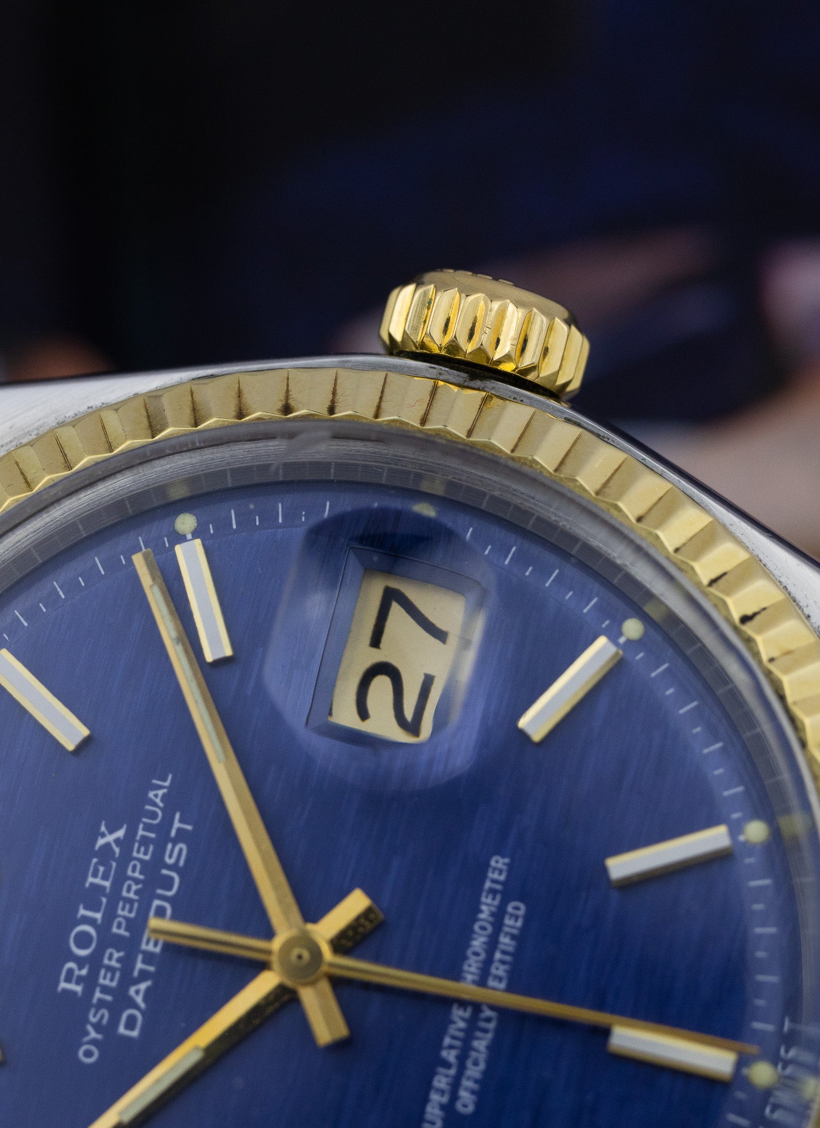 1974 Rolex Datejust Shantung Blue Dial 1601 Serviced