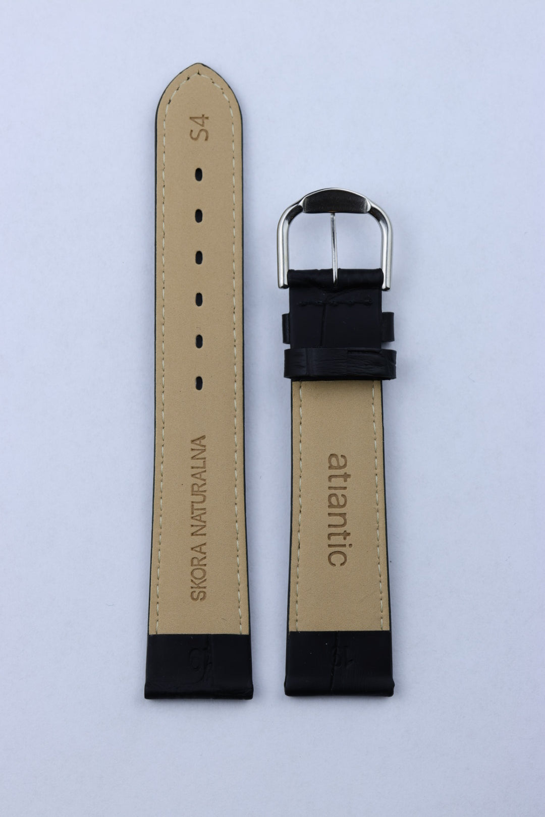 Pasek skórzany K.REDA 19mm czarny mat krokodyl (PA005)