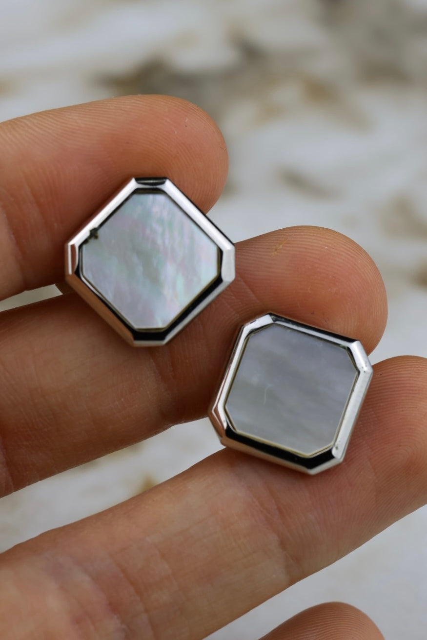 Longines – stalowe spinki z masą perłową (SP008)