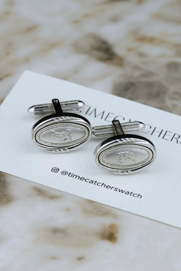 Burberry – stalowe spinki do mankietów z logo (SP002)