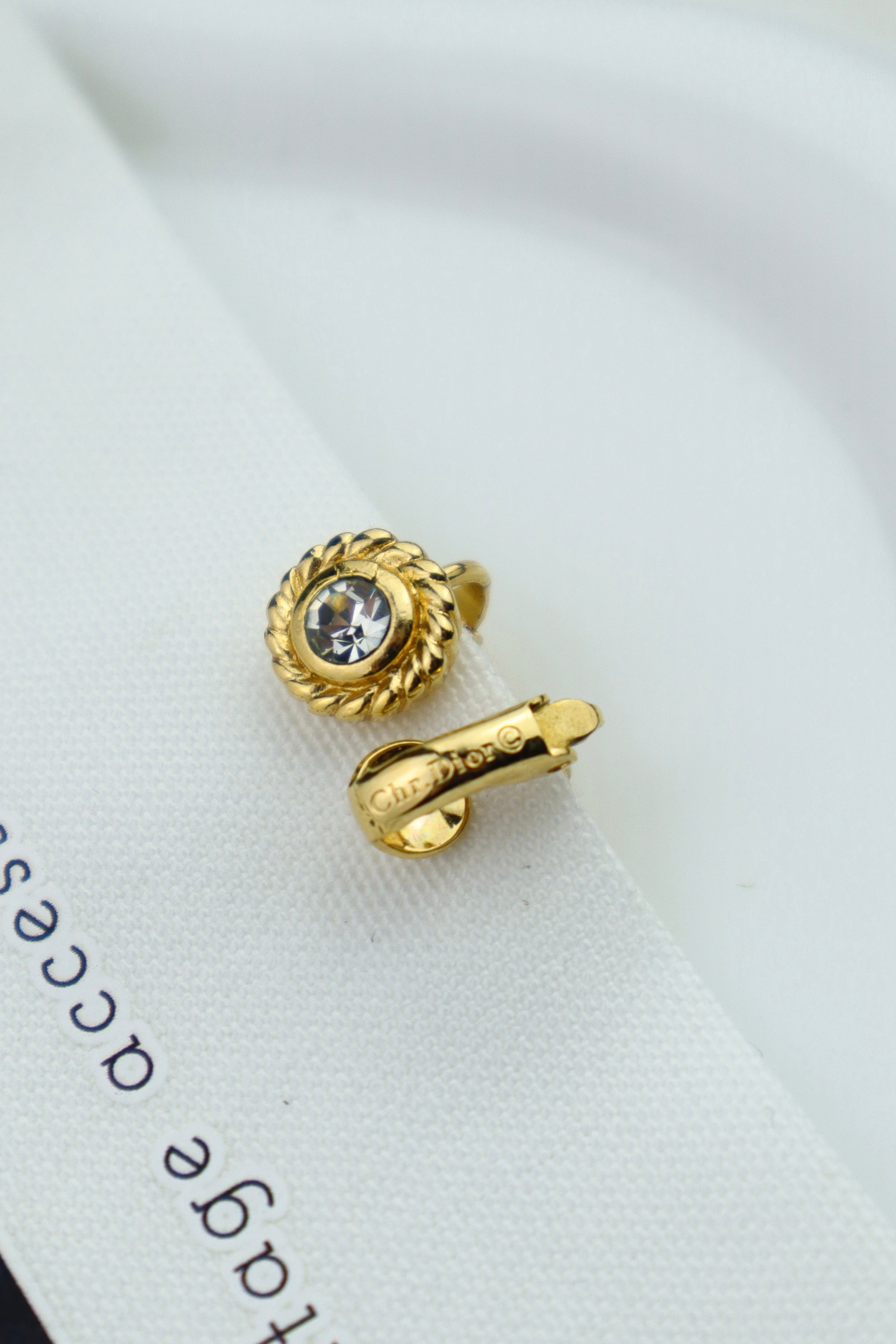 Christian Dior - klipsy vintage z kryształkiem