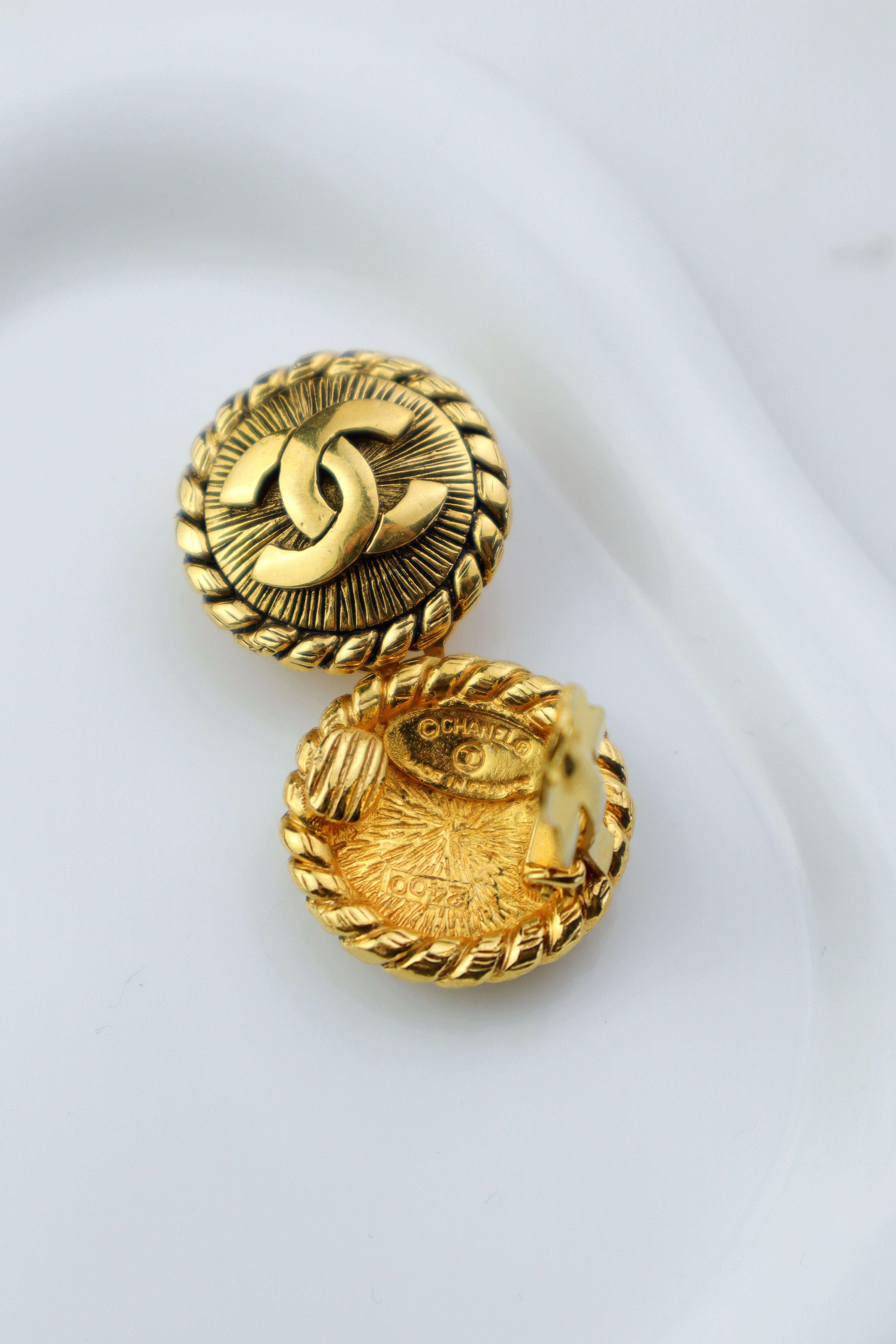 Chanel - klipsy vintage CC Rope