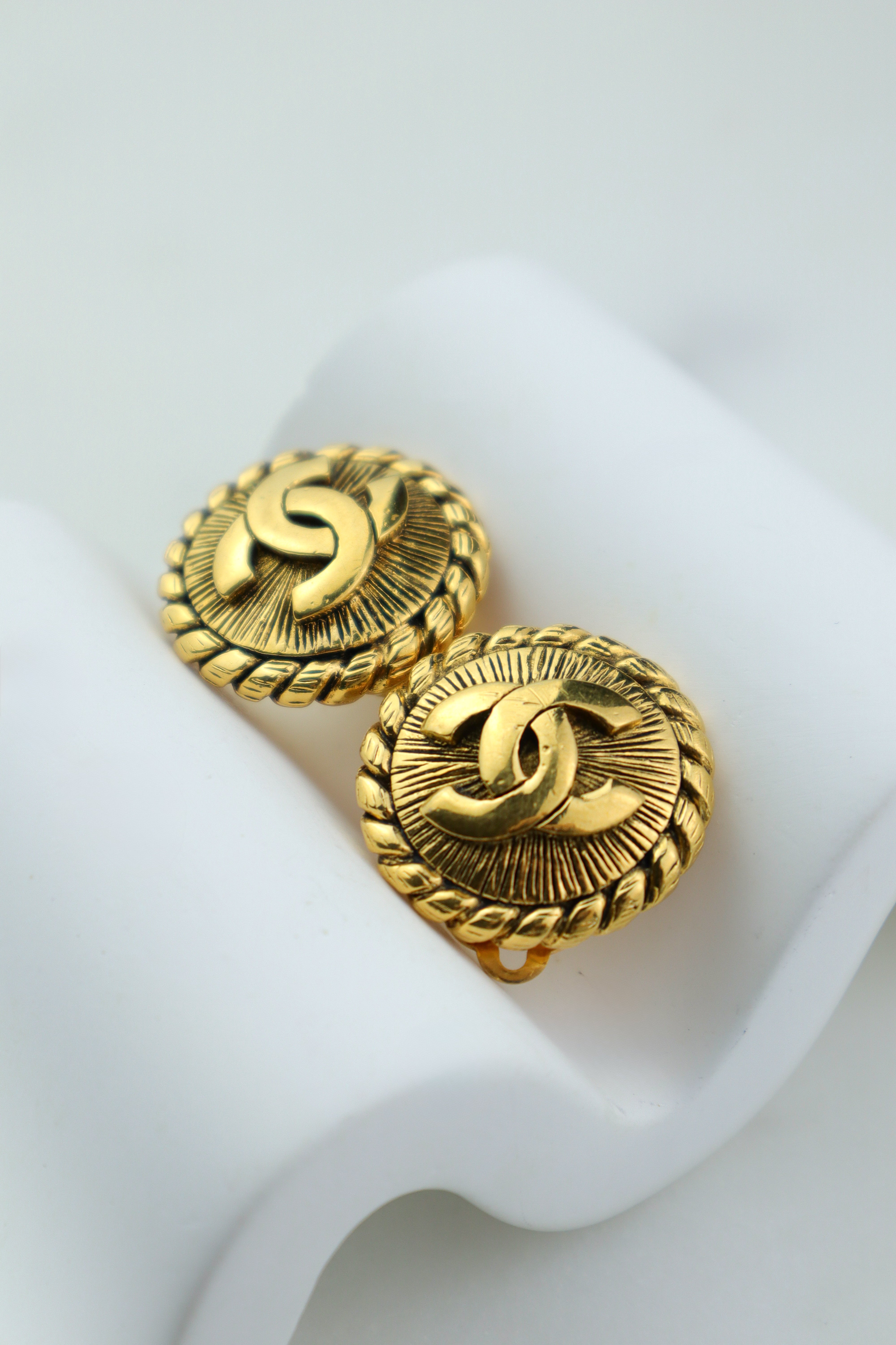 Chanel - klipsy vintage CC Rope