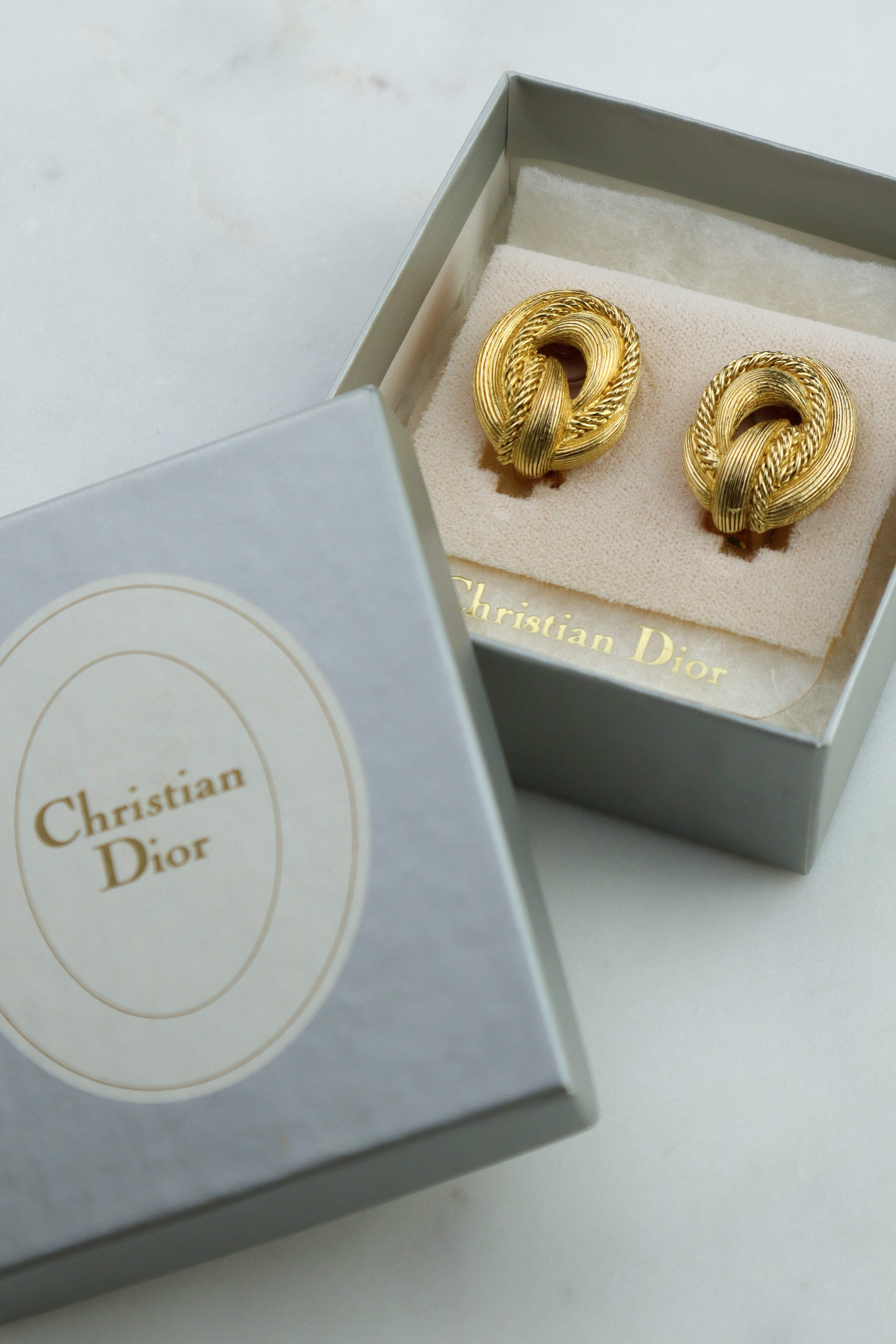 Christian Dior - okazałe klipsy vintage supełki