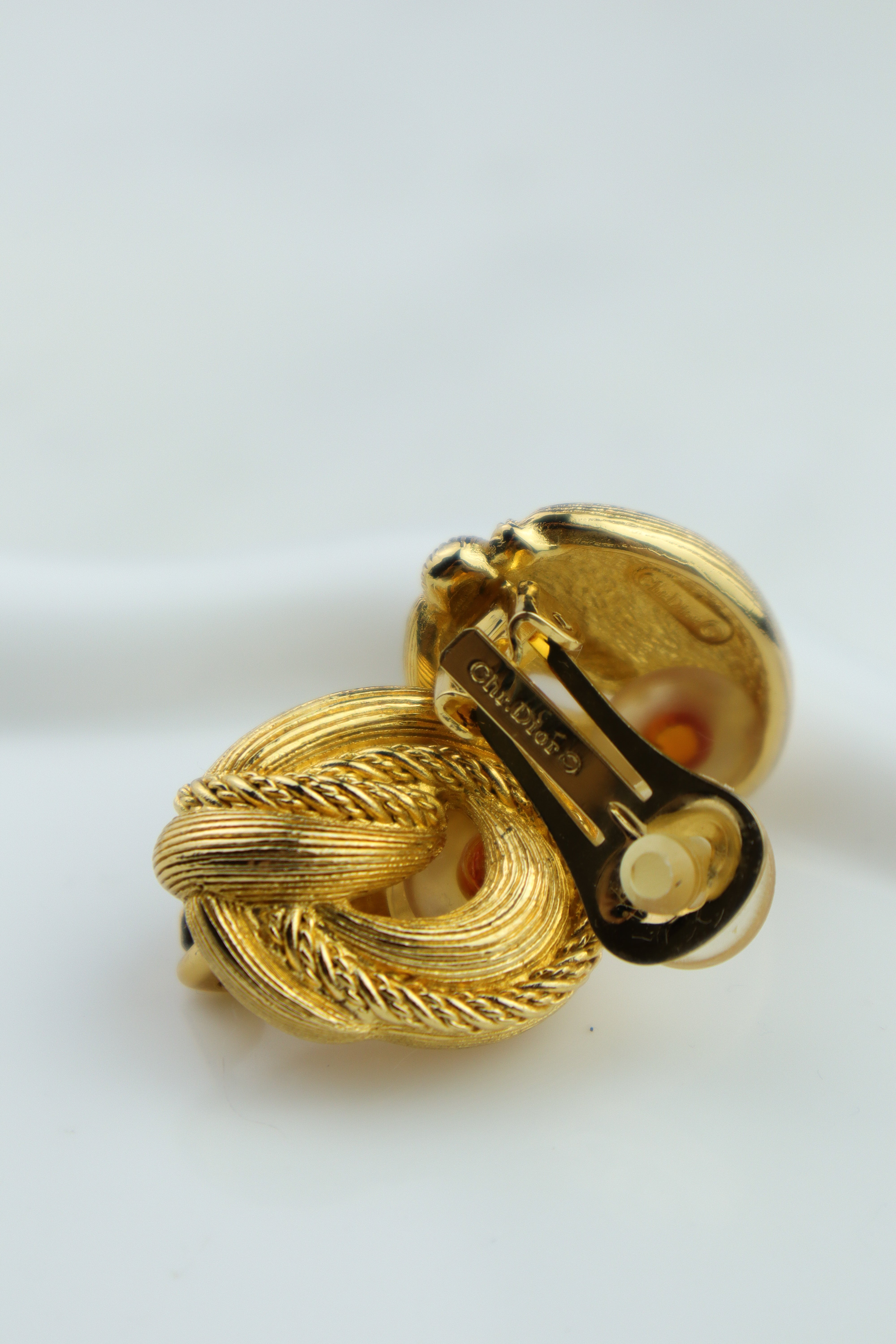 Christian Dior - okazałe klipsy vintage supełki