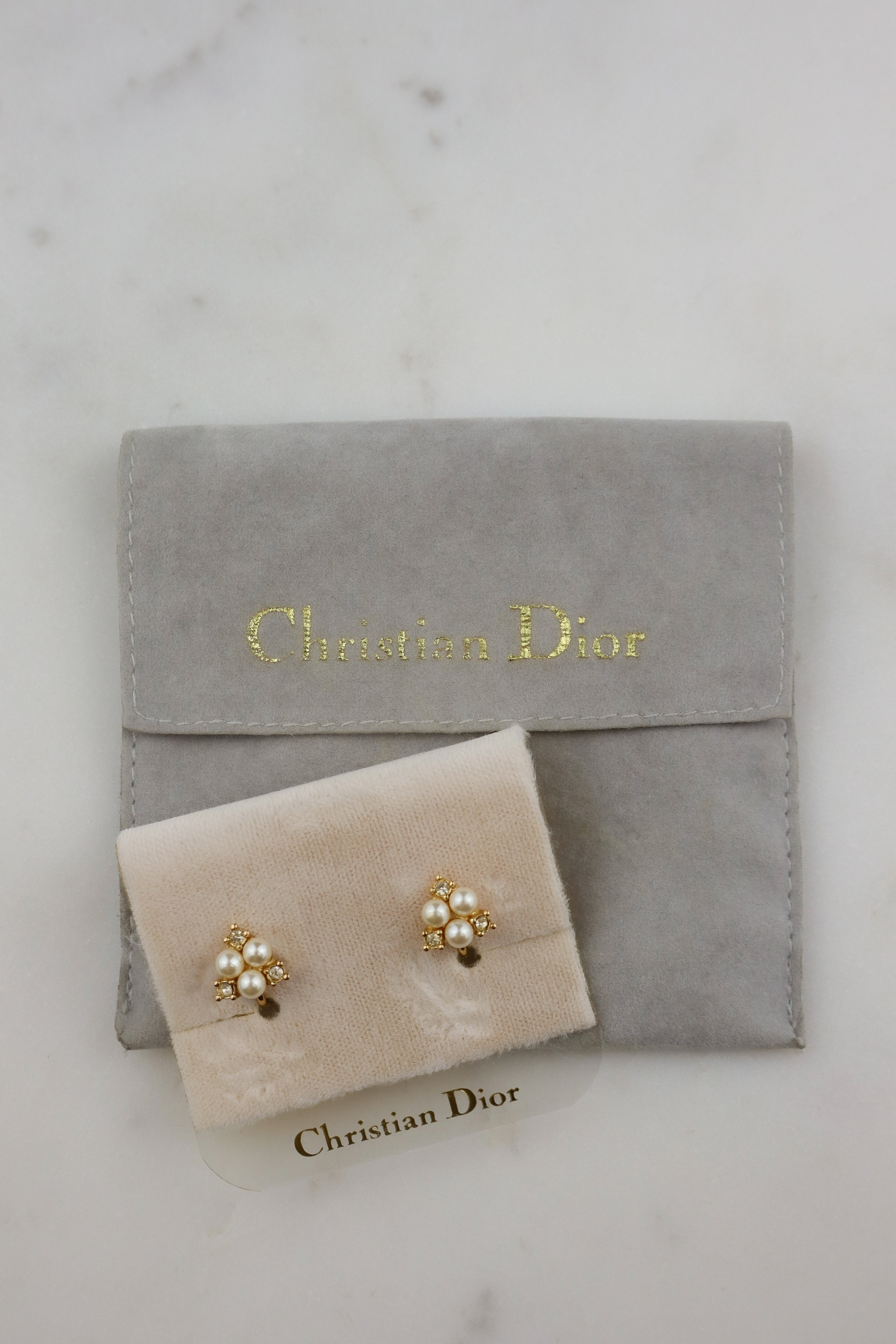 Christian Dior – klipsy z perłami i cyrkoniami