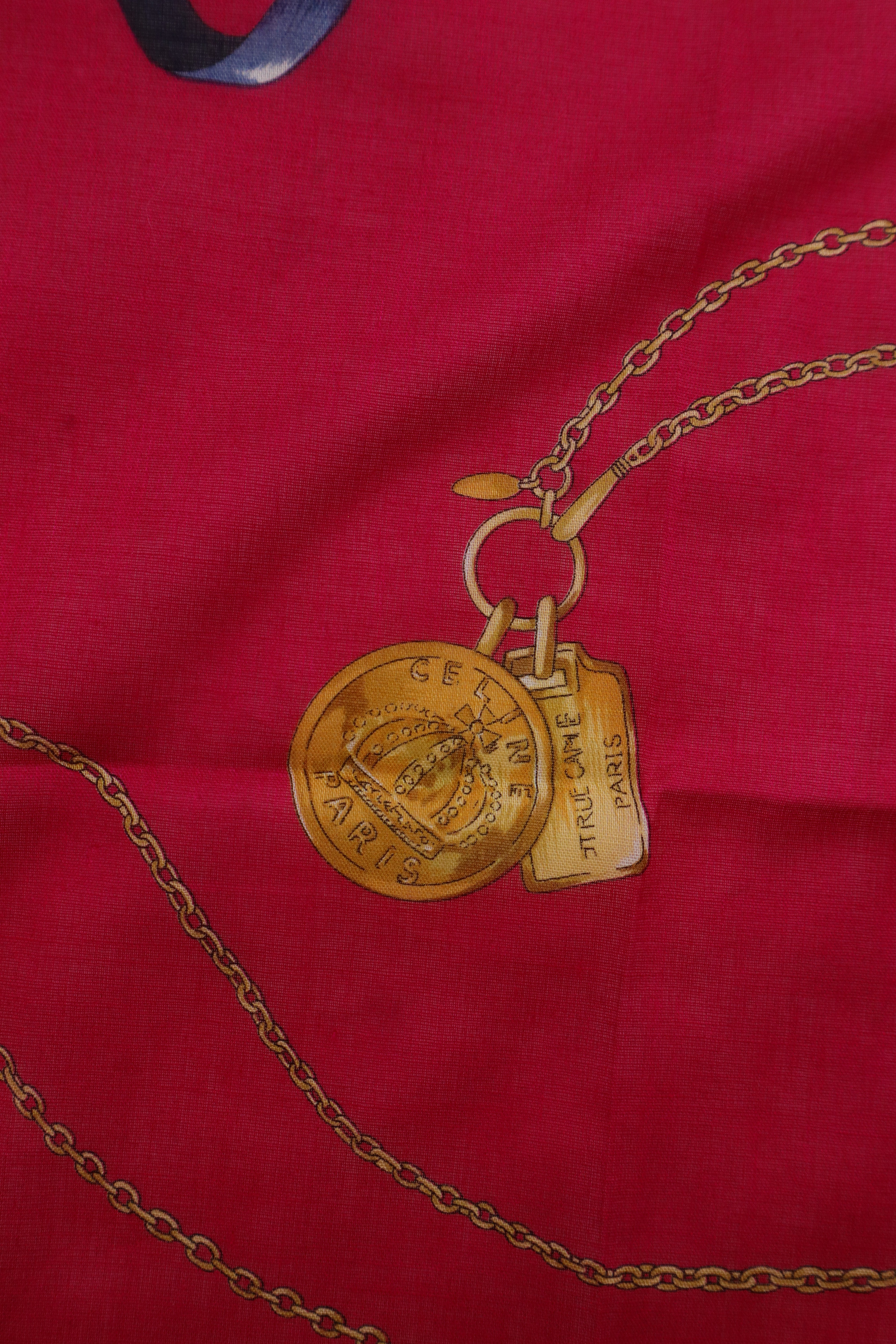 Celine – Różowa gawroszka/chusta z łańcuchami Celine