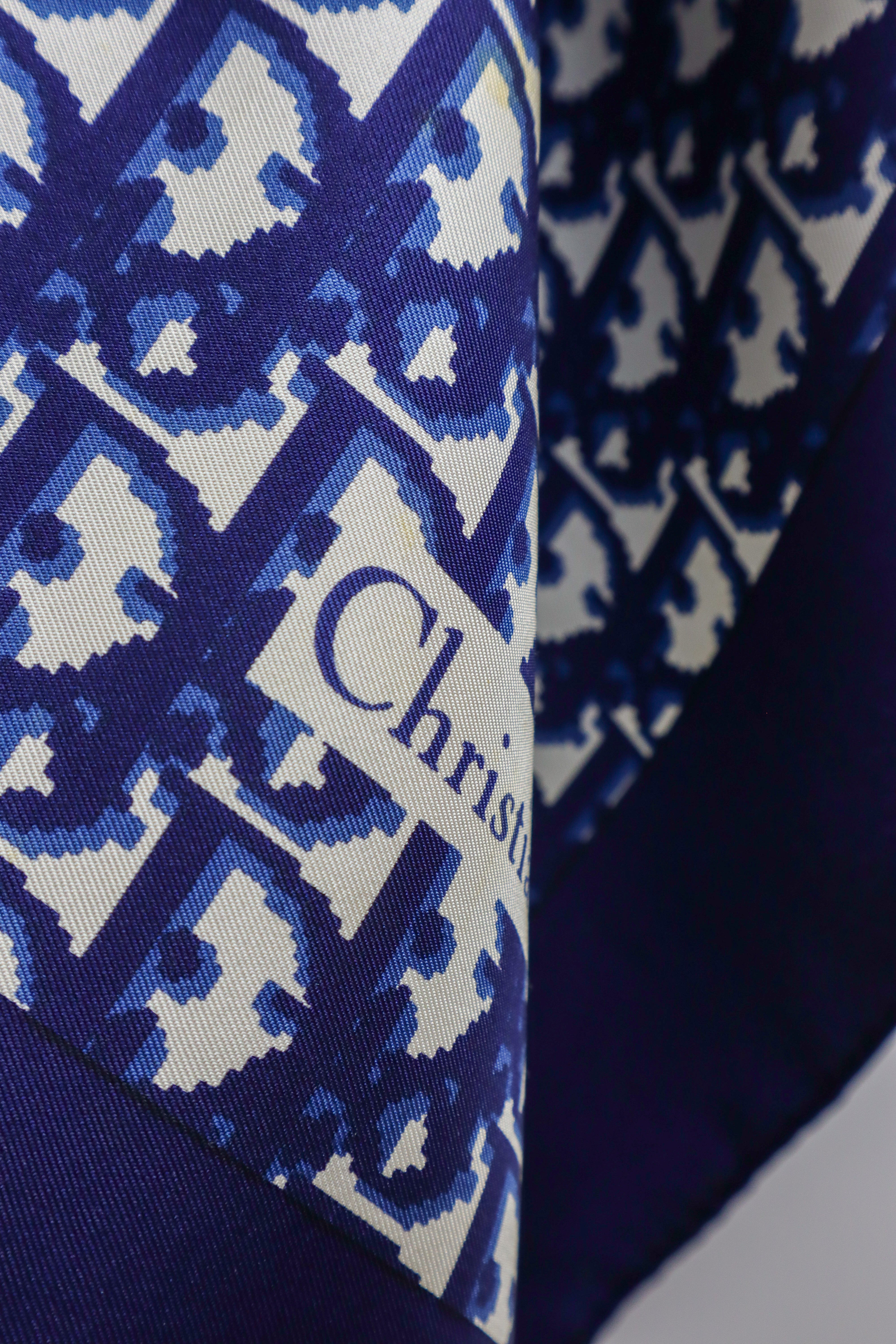 Christian Dior - jedwabna apaszka „Monogram Navy Oblique”