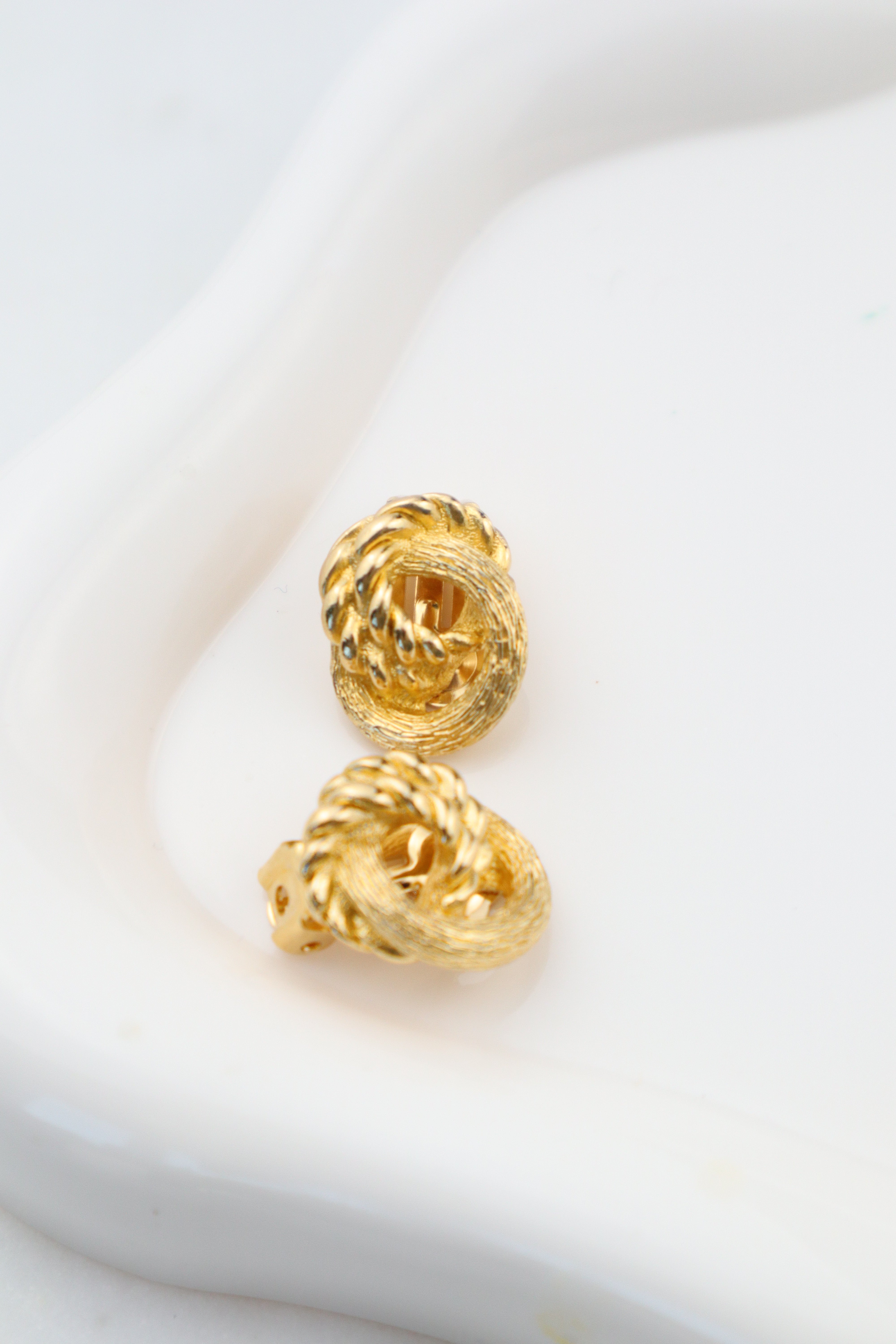 Christian Dior - klipsy plecione koła vintage