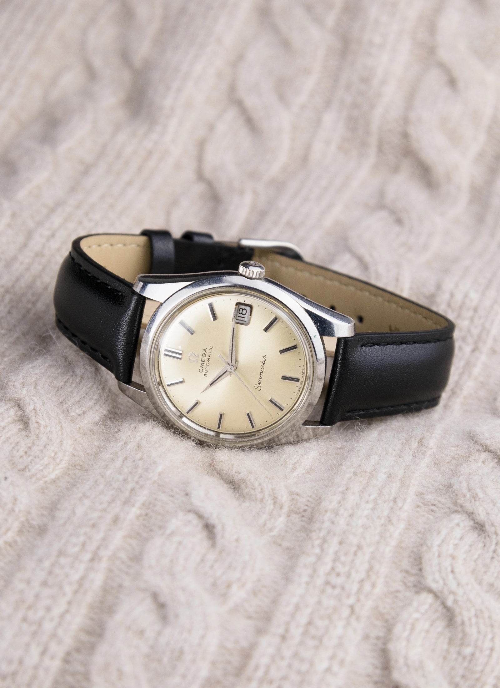Pasek Skórzany K. Reda 18mm Czarny gładki z przeszyciem (P047)