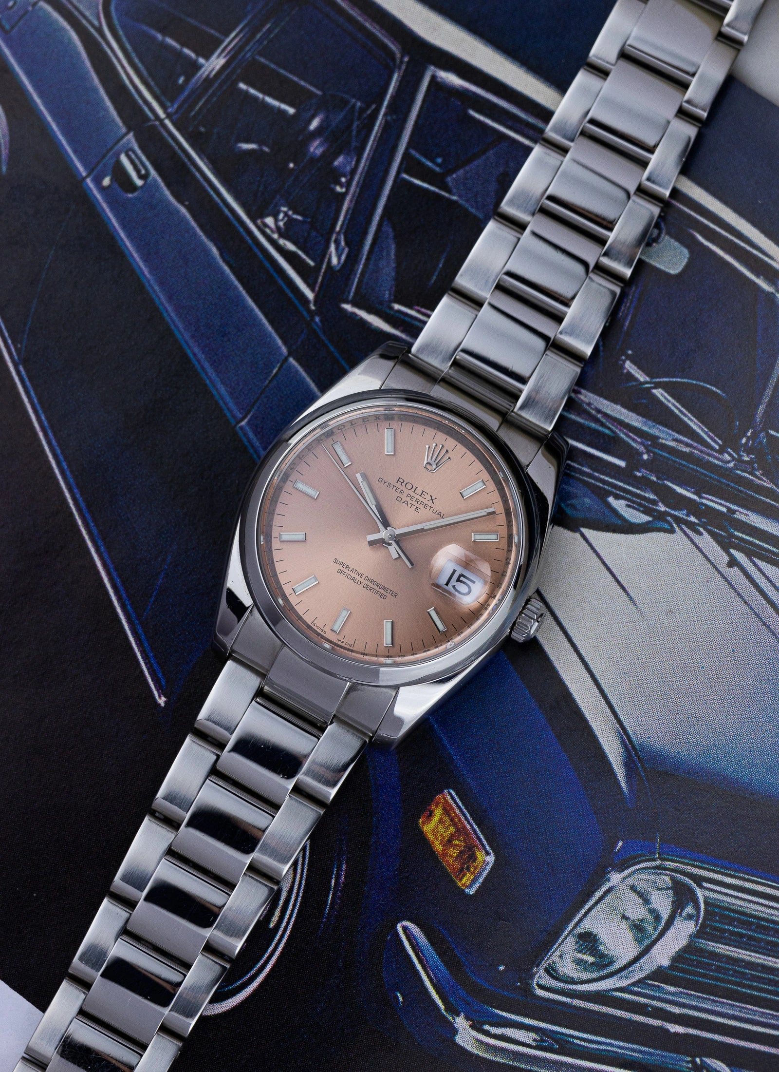 2007 Rolex Oyster Perpetual Date Salmon Dial 115200 Box