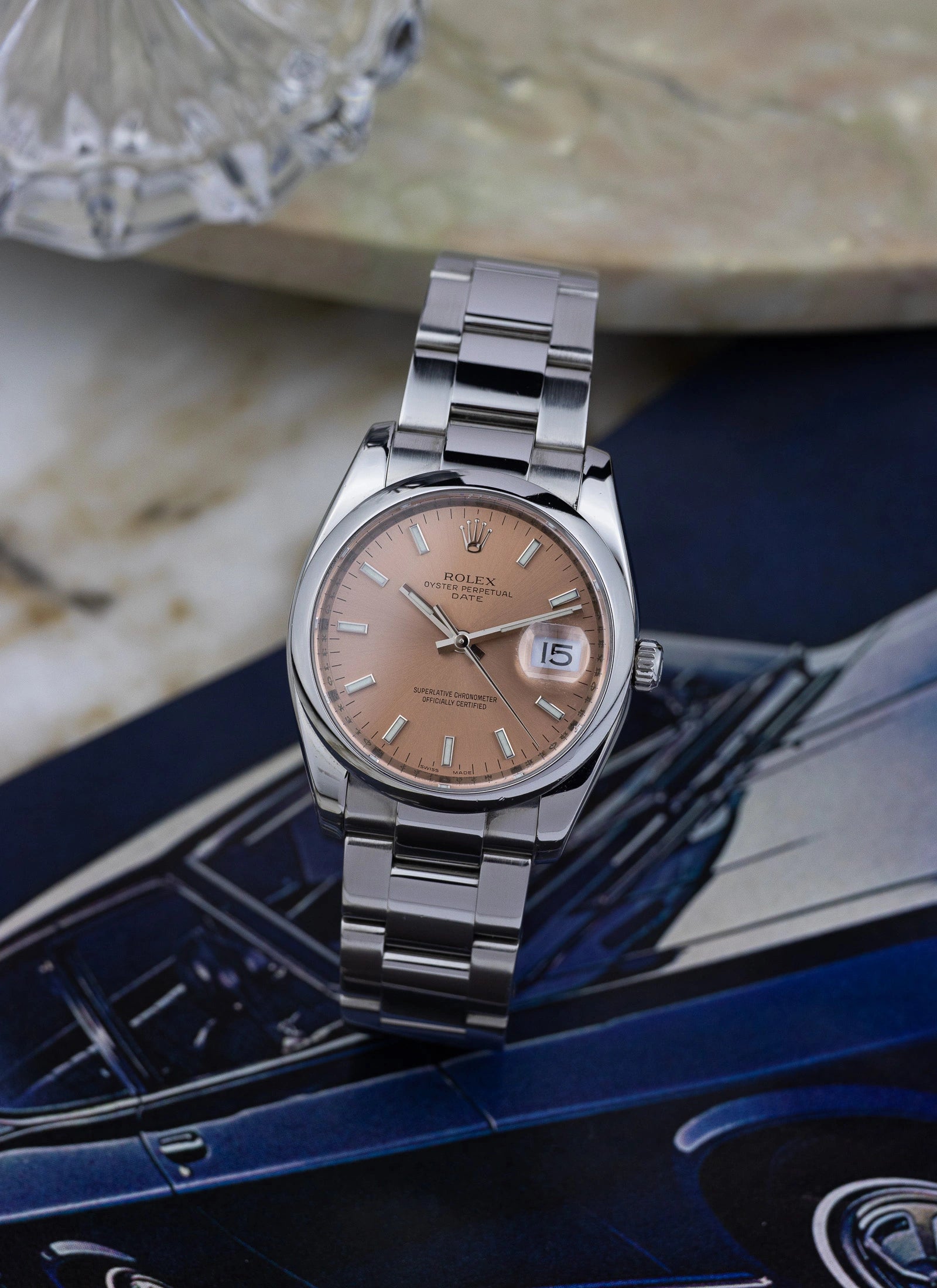 2007 Rolex Oyster Perpetual Date Salmon Dial 115200 Box