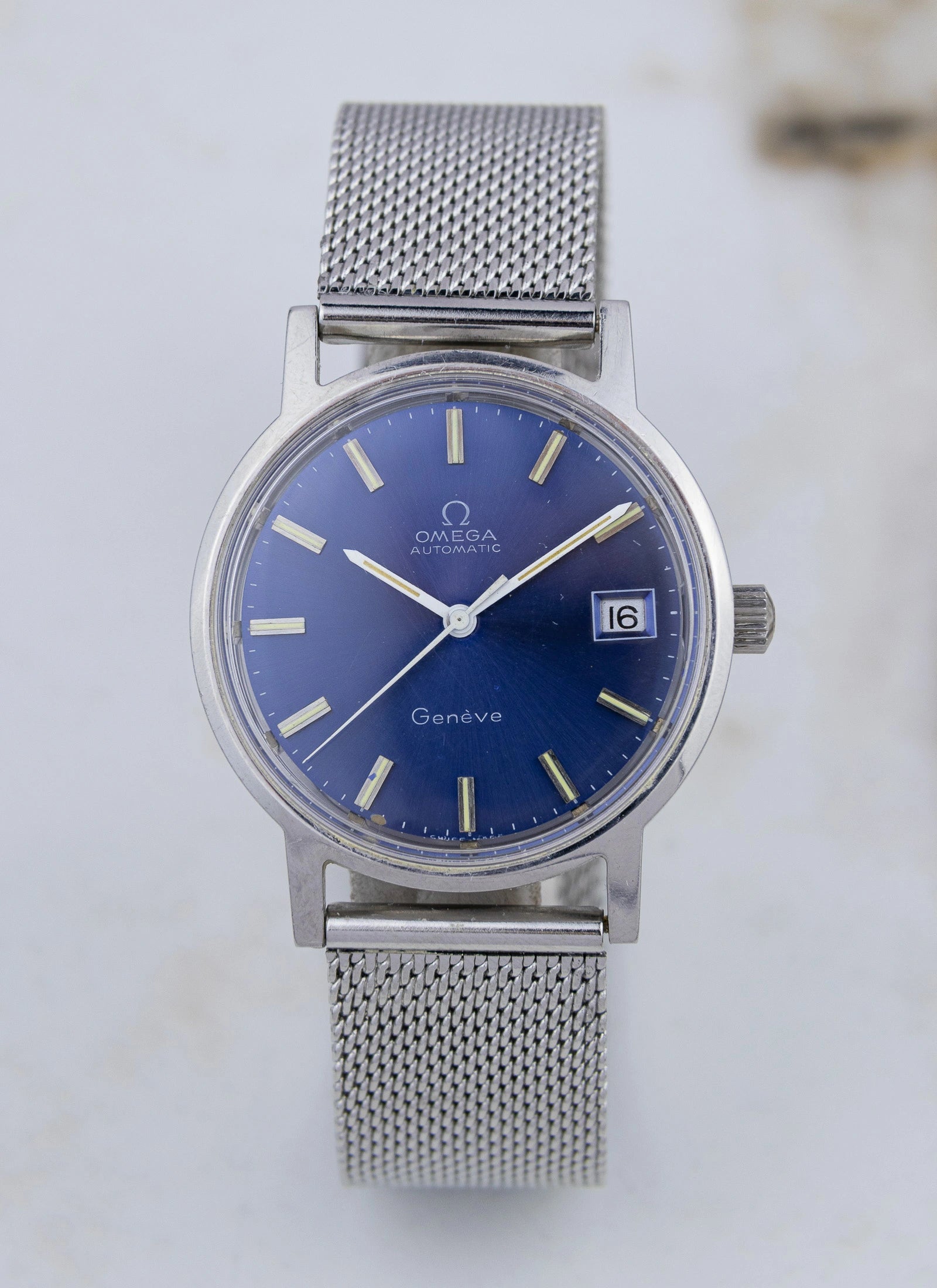 1970s Omega Geneve Blue Dial 166.0163 cal. 1012