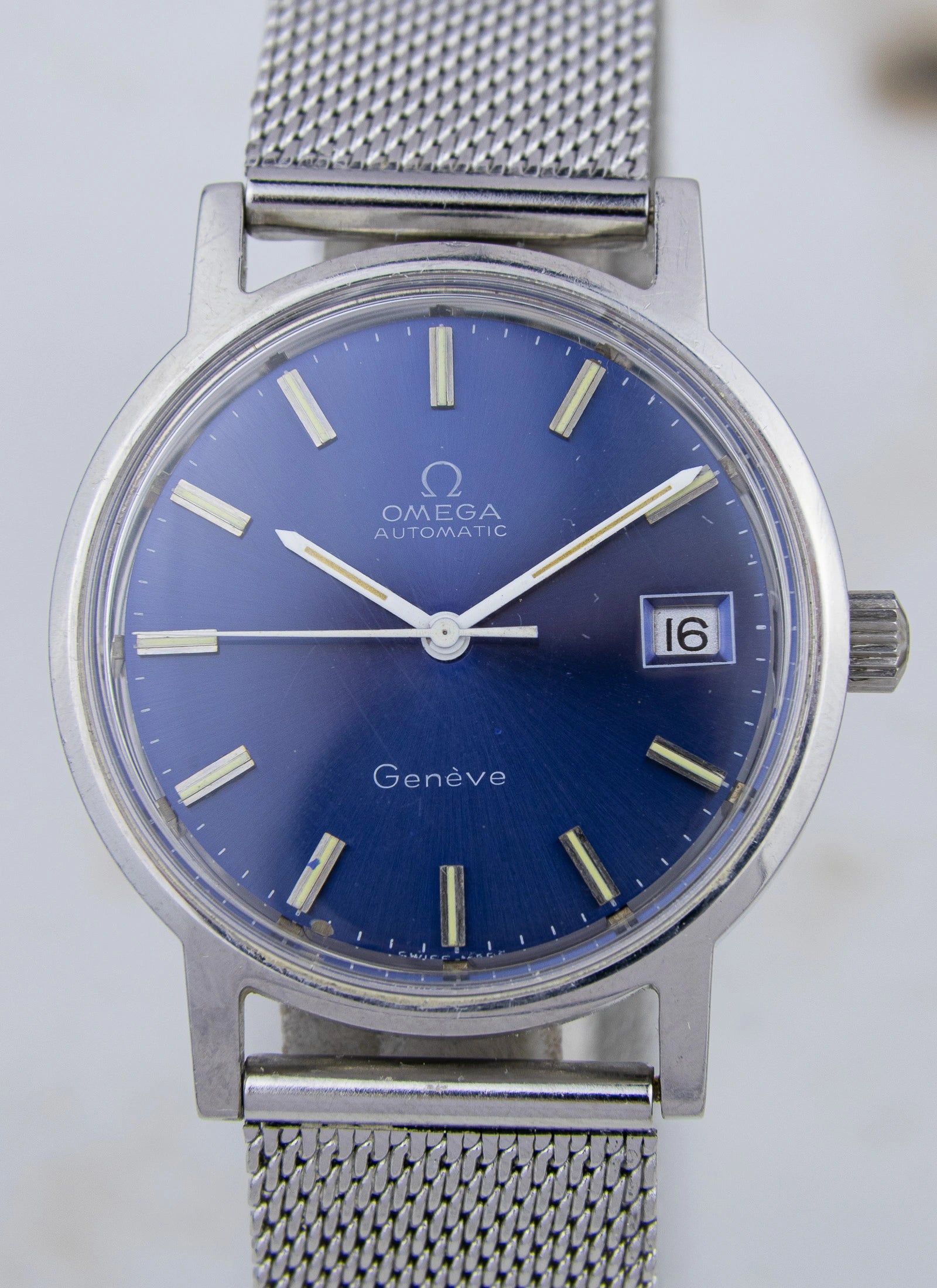 1970s Omega Geneve Blue Dial 166.0163 cal. 1012