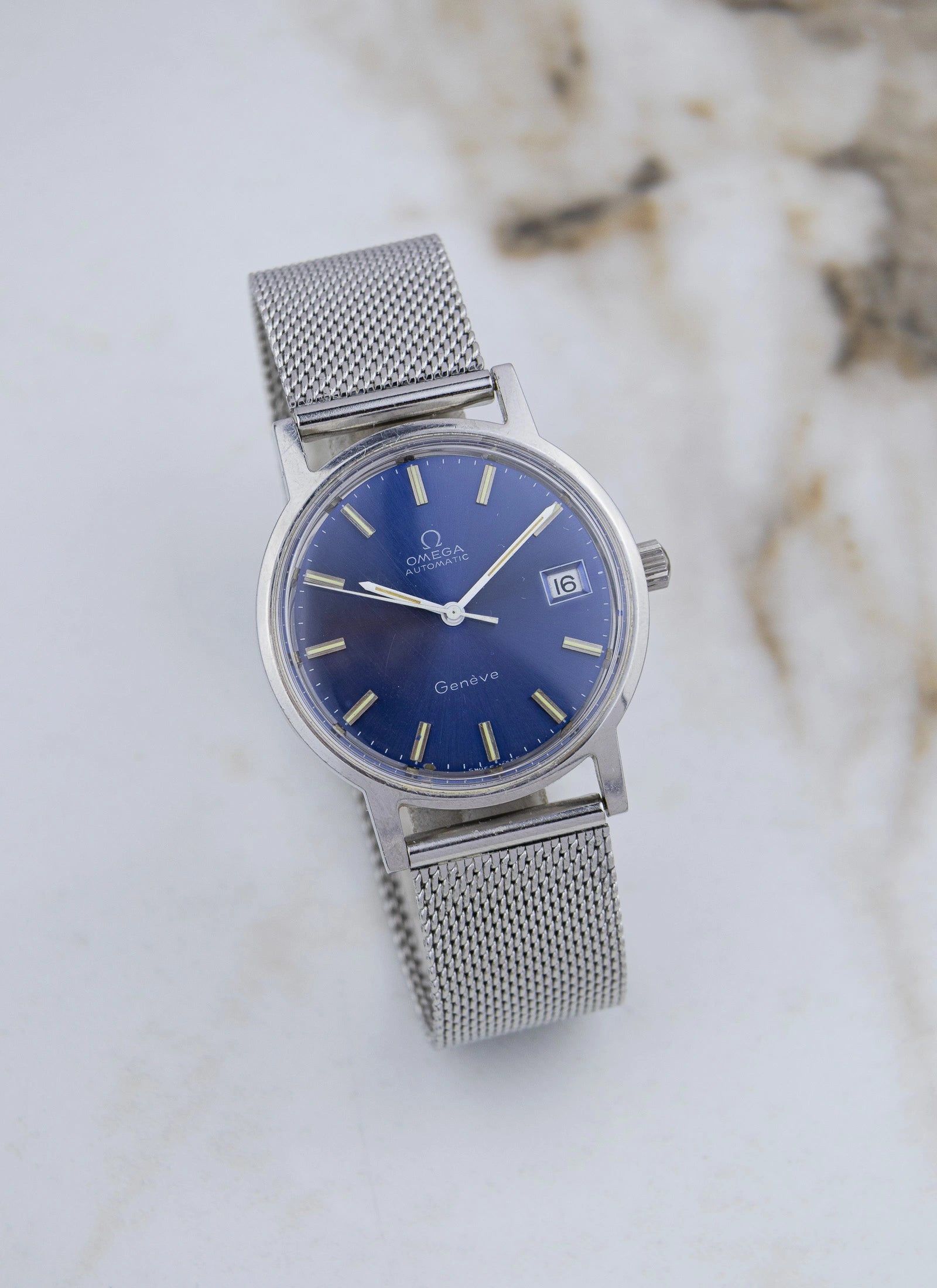 1970s Omega Geneve Blue Dial 166.0163 cal. 1012