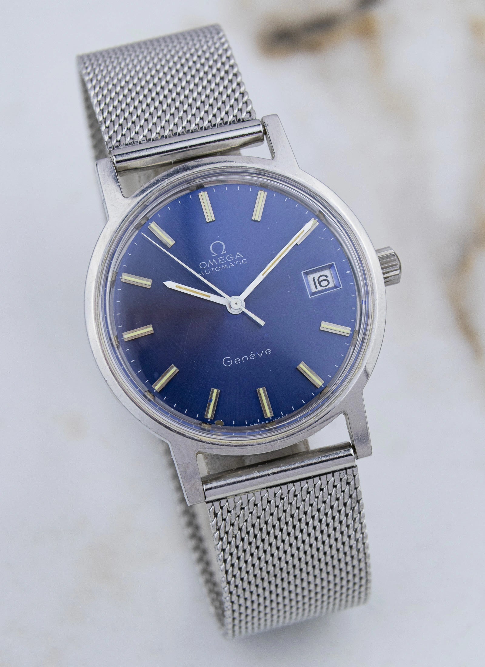 1970s Omega Geneve Blue Dial 166.0163 cal. 1012