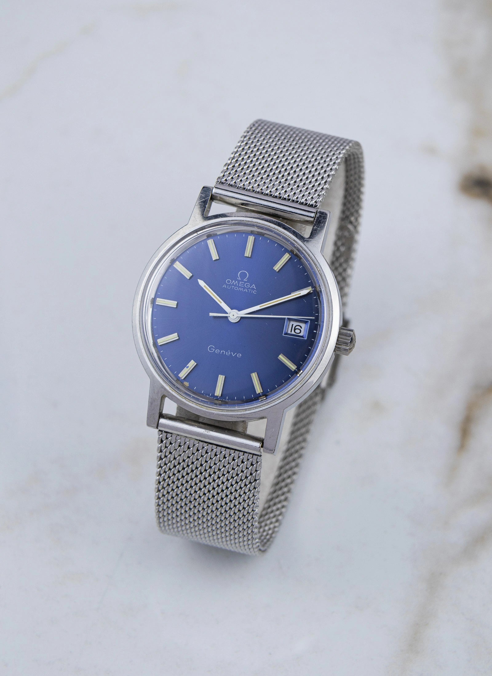 1970s Omega Geneve Blue Dial 166.0163 cal. 1012