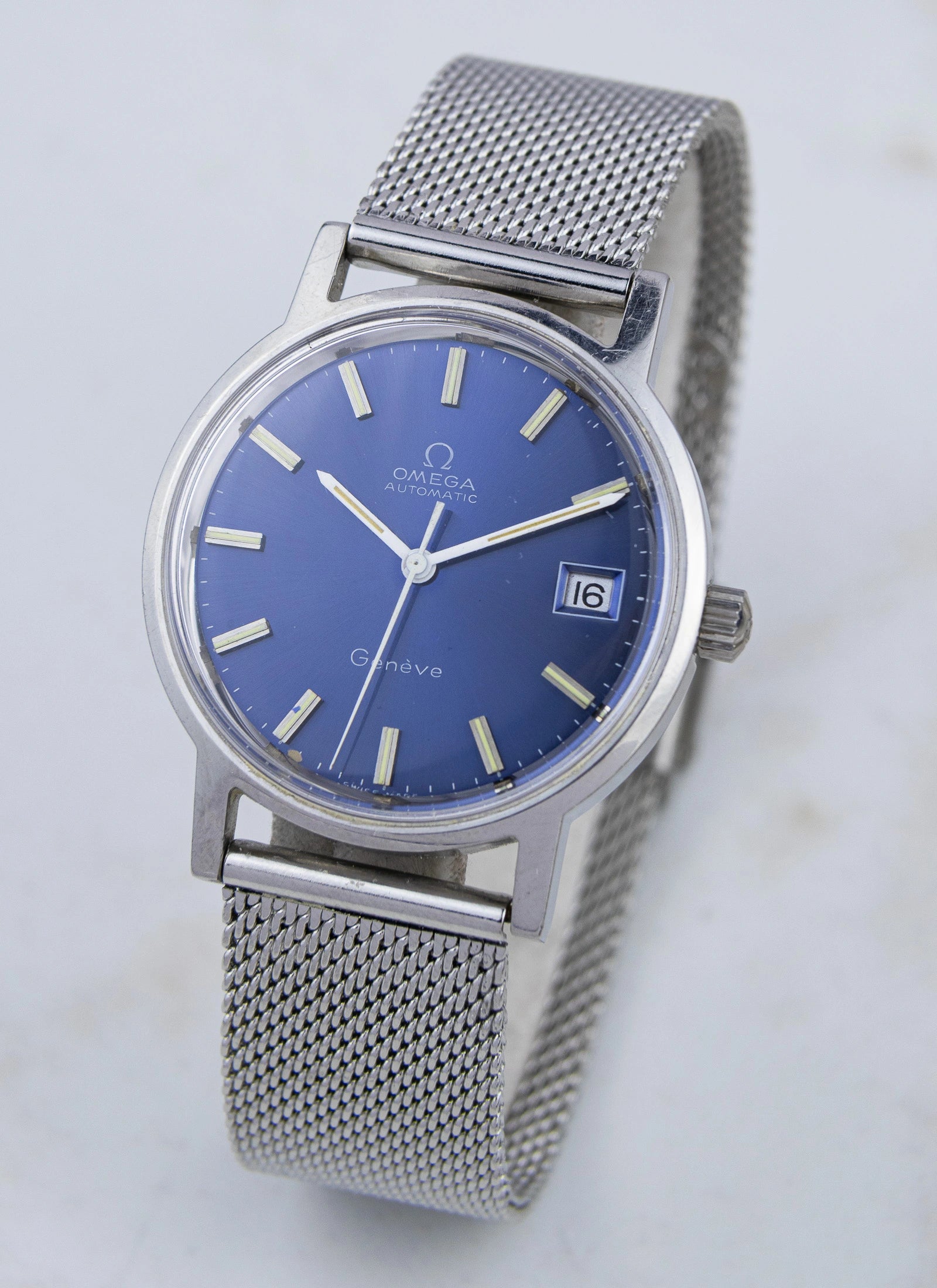 1970s Omega Geneve Blue Dial 166.0163 cal. 1012