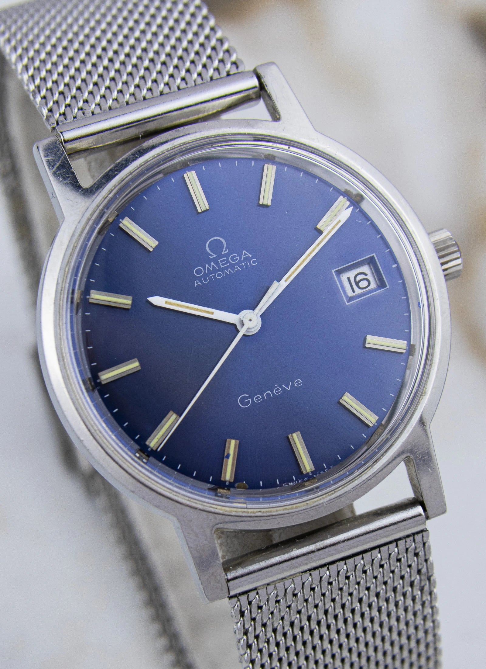 1970s Omega Geneve Blue Dial 166.0163 cal. 1012