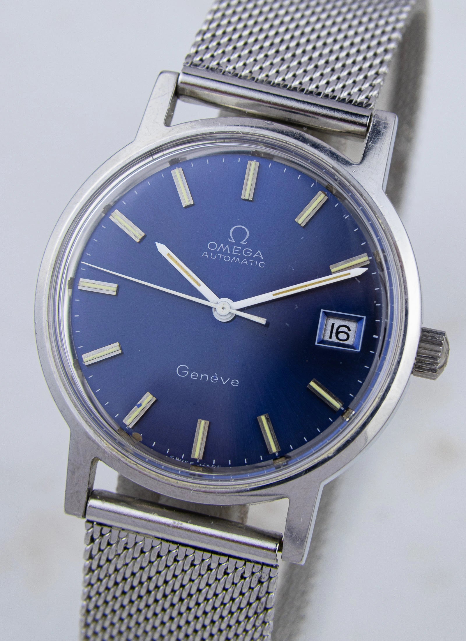 1970s Omega Geneve Blue Dial 166.0163 cal. 1012