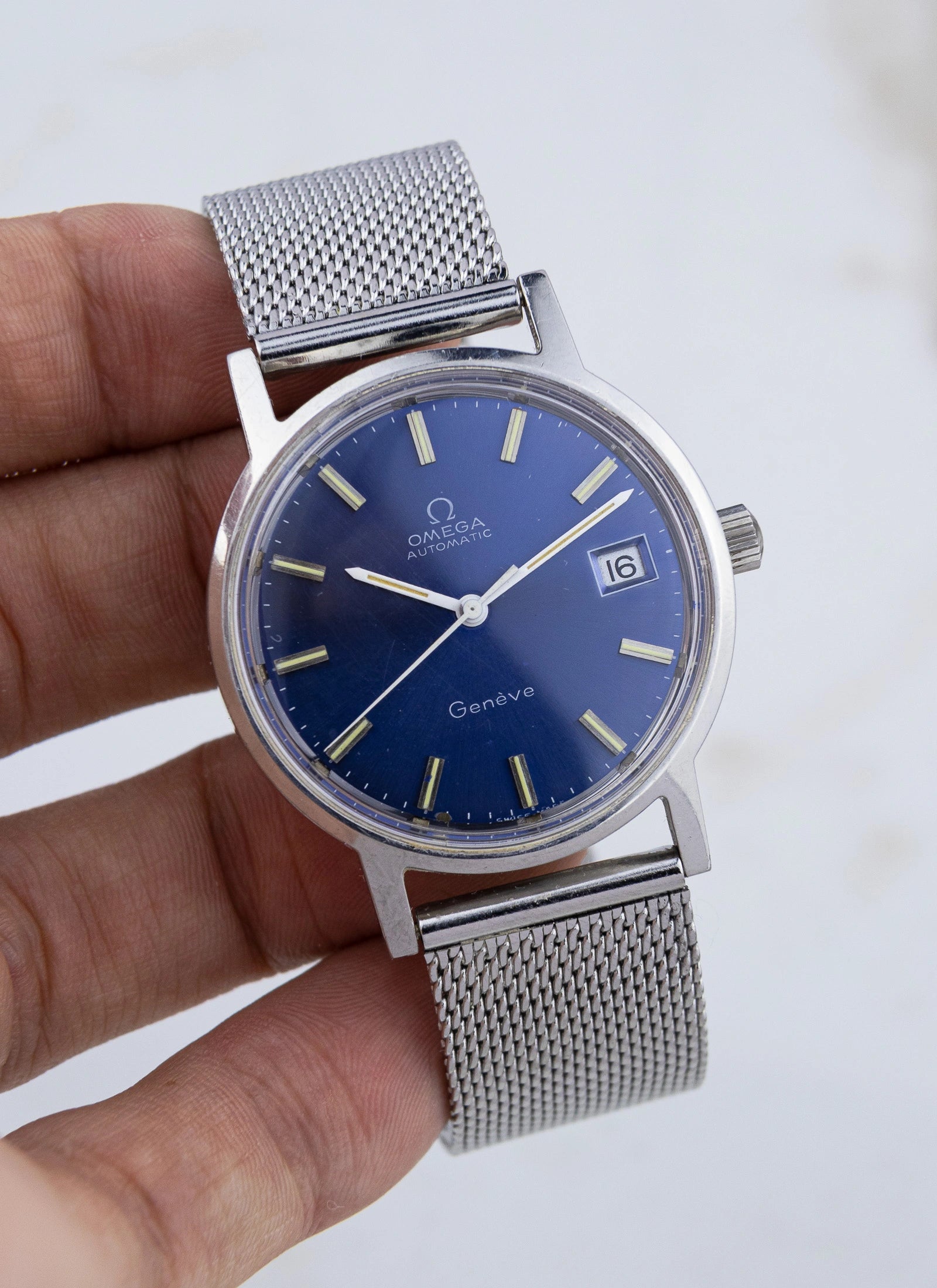 1970s Omega Geneve Blue Dial 166.0163 cal. 1012