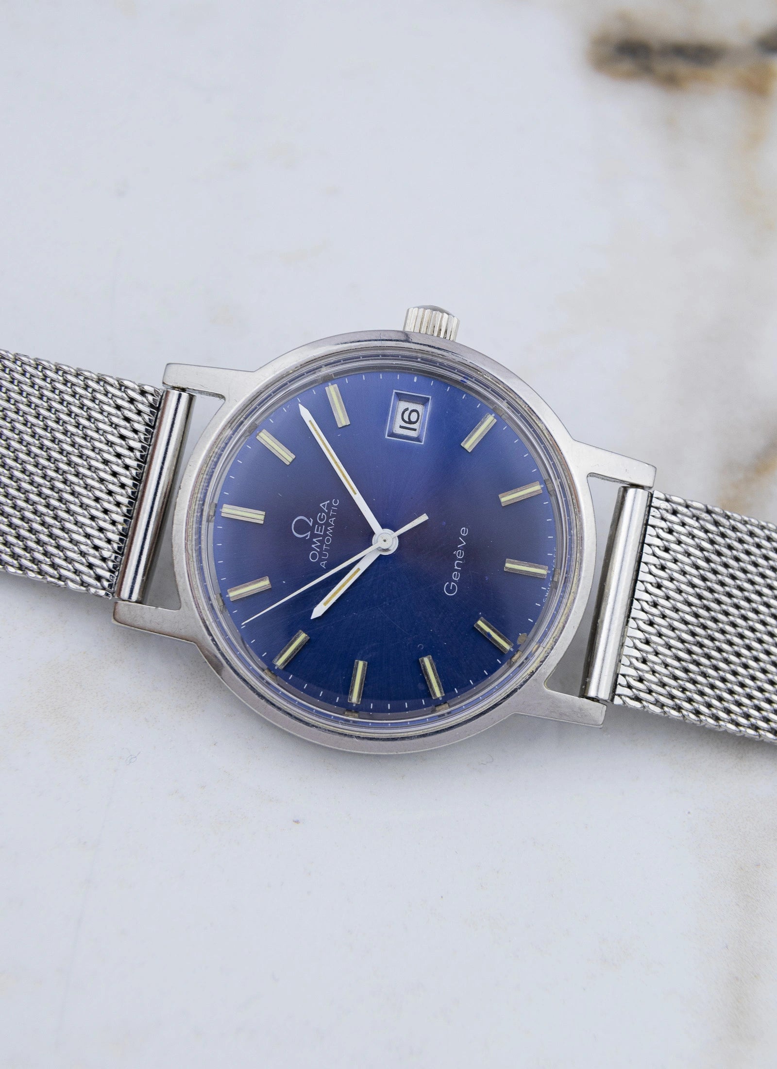 1970s Omega Geneve Blue Dial 166.0163 cal. 1012