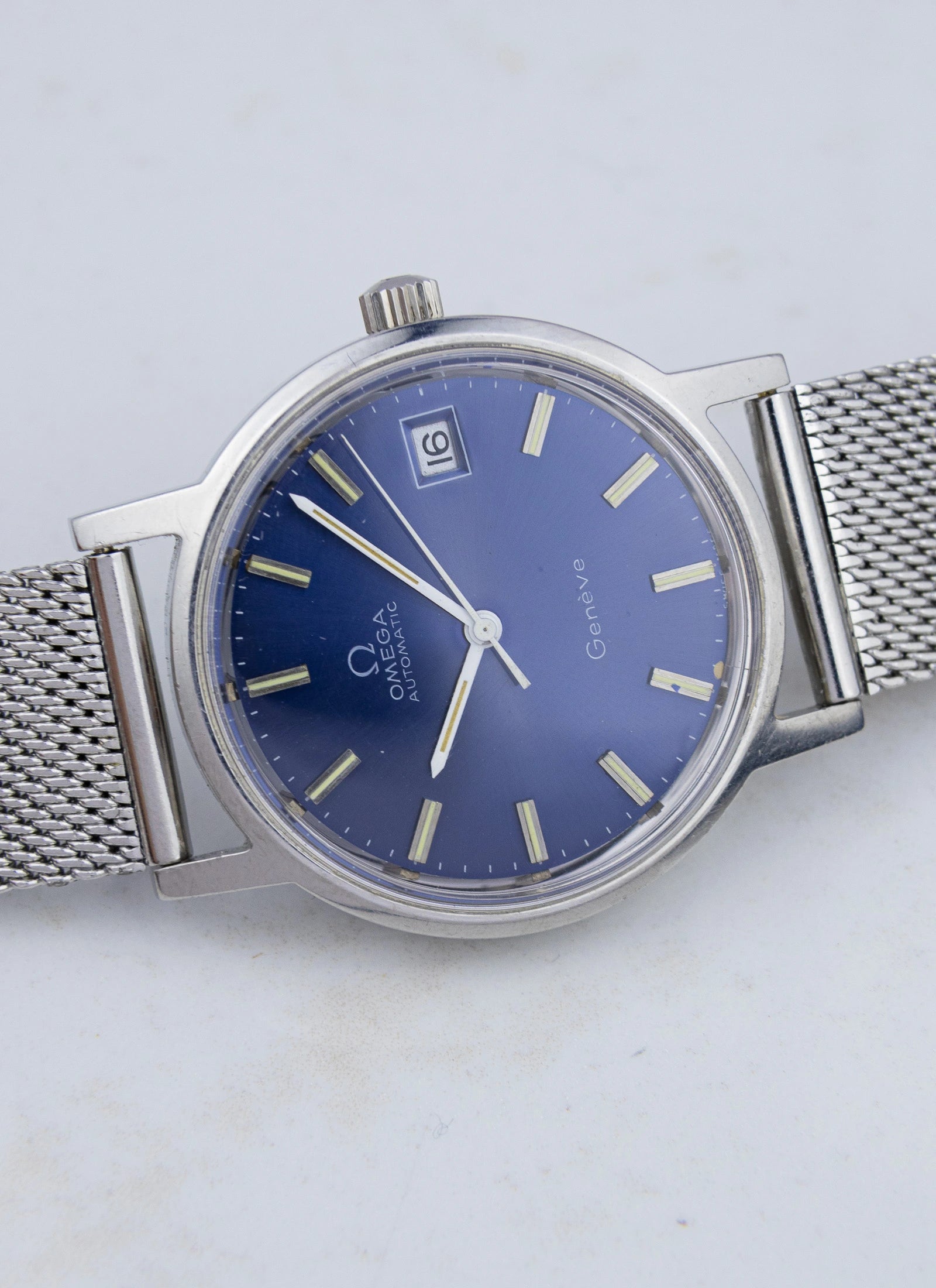 1970s Omega Geneve Blue Dial 166.0163 cal. 1012