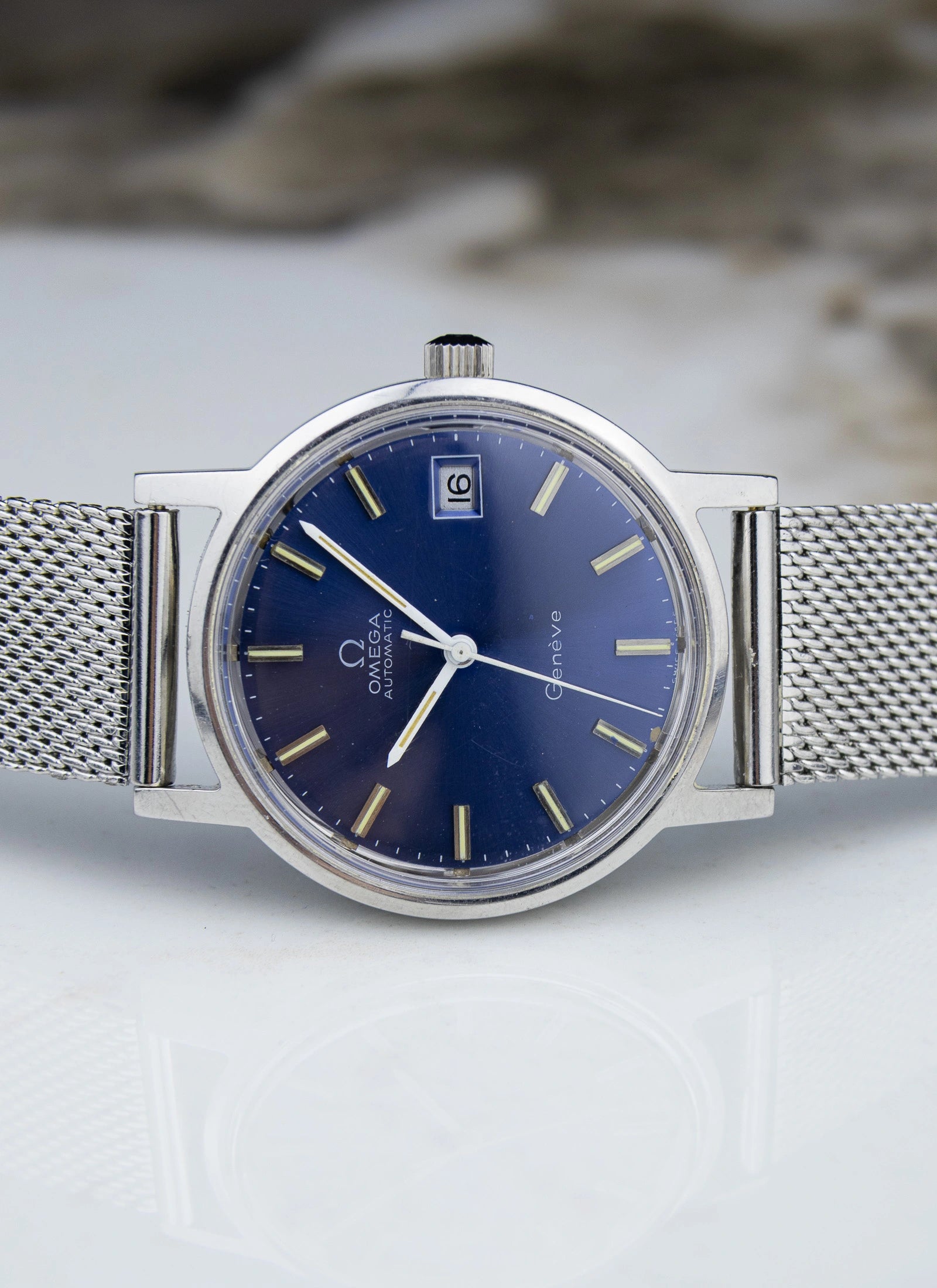 1970s Omega Geneve Blue Dial 166.0163 cal. 1012