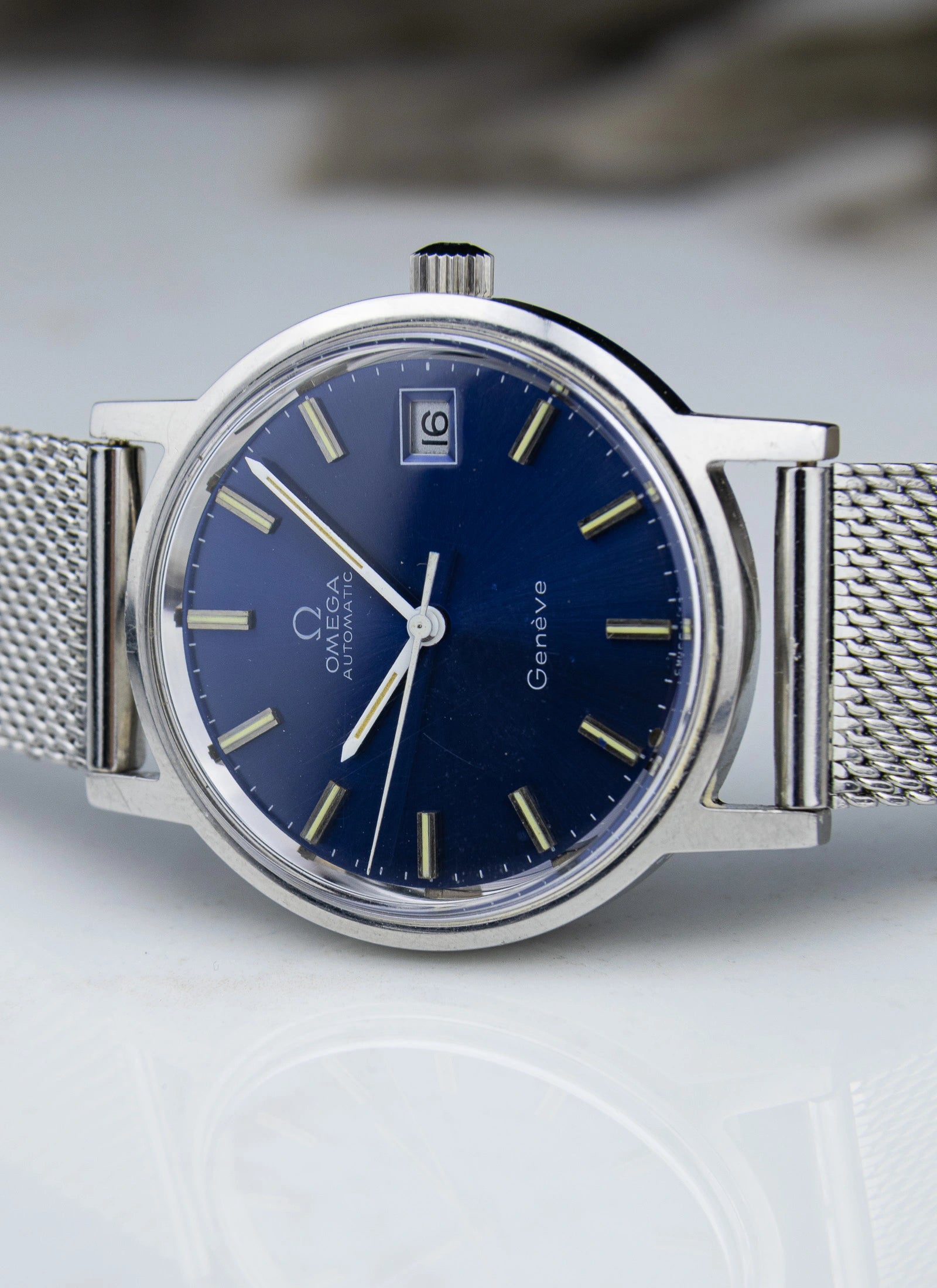 1970s Omega Geneve Blue Dial 166.0163 cal. 1012