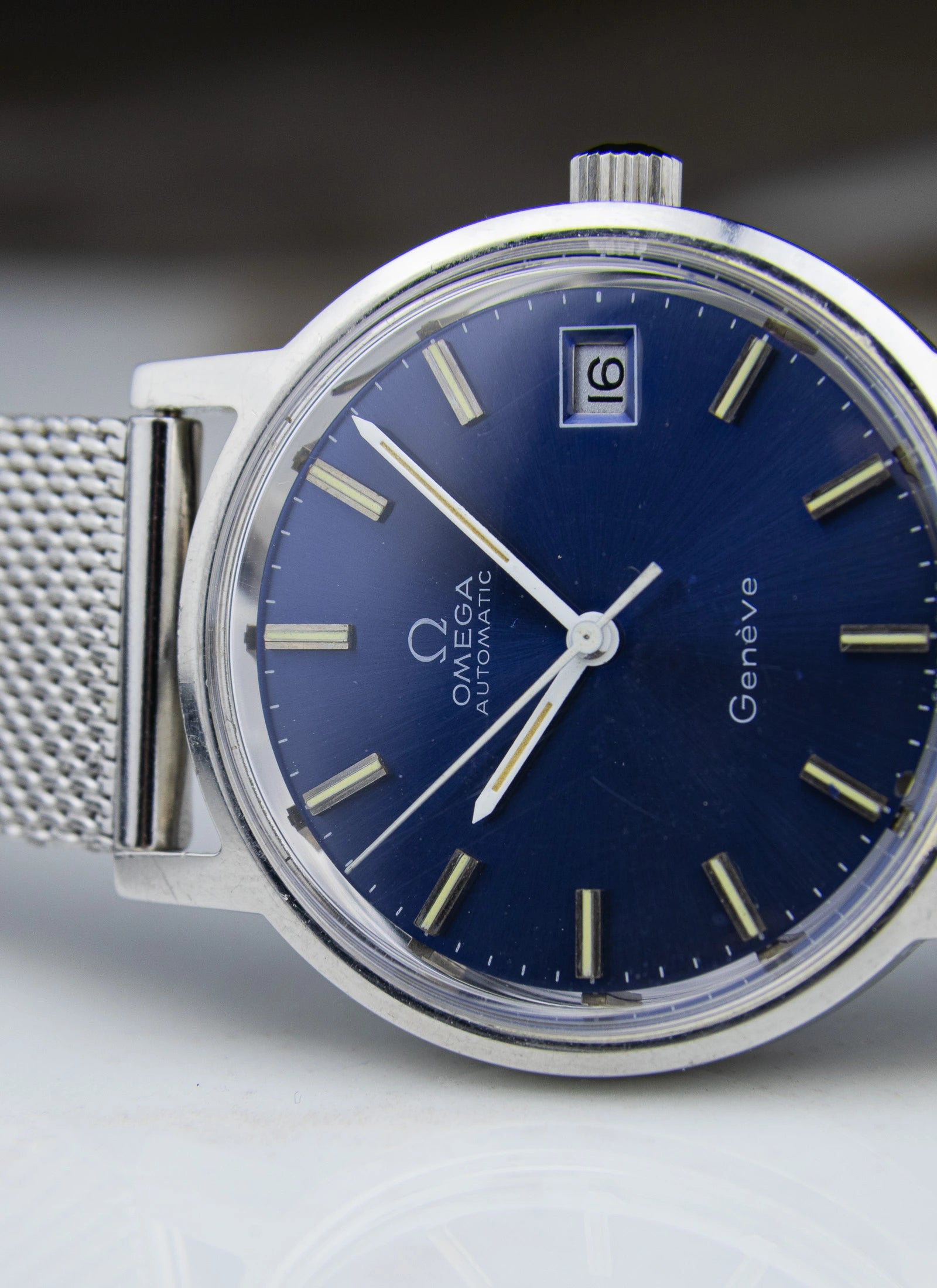 1970s Omega Geneve Blue Dial 166.0163 cal. 1012