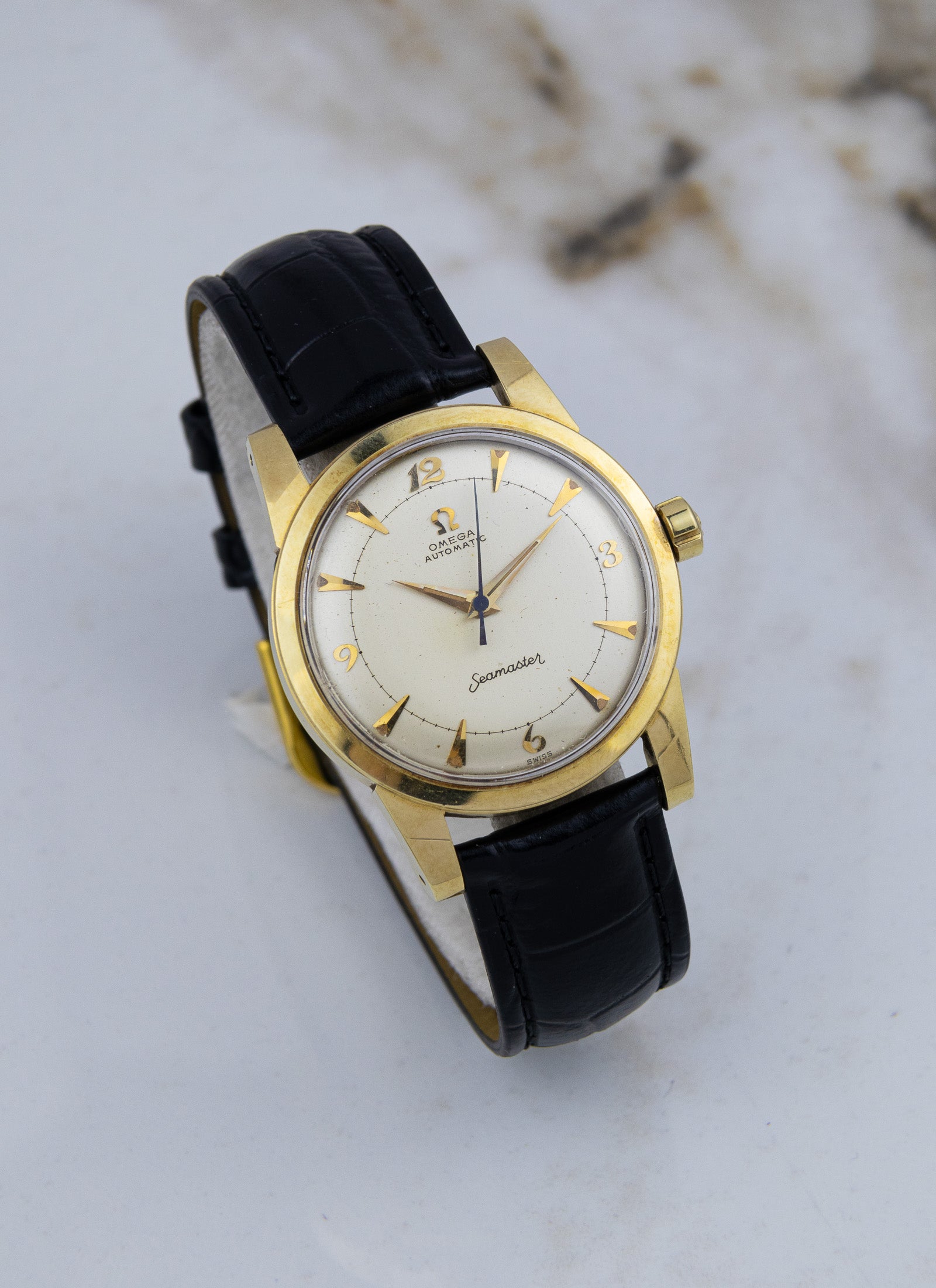 1953 14K Omega Seamaster Fat Lugs Breguet 2577 cal. 354