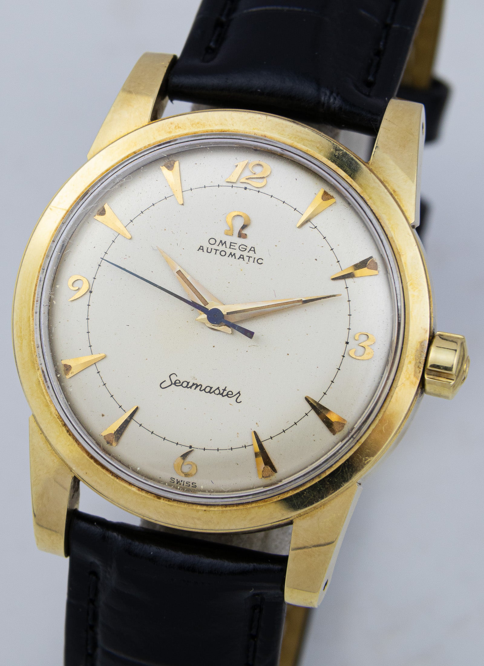 1953 14K Omega Seamaster Fat Lugs Breguet 2577 cal. 354