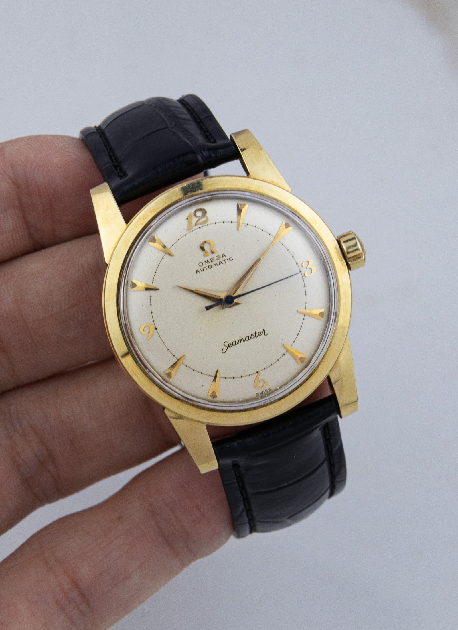 1953 14K Omega Seamaster Fat Lugs Breguet 2577 cal. 354