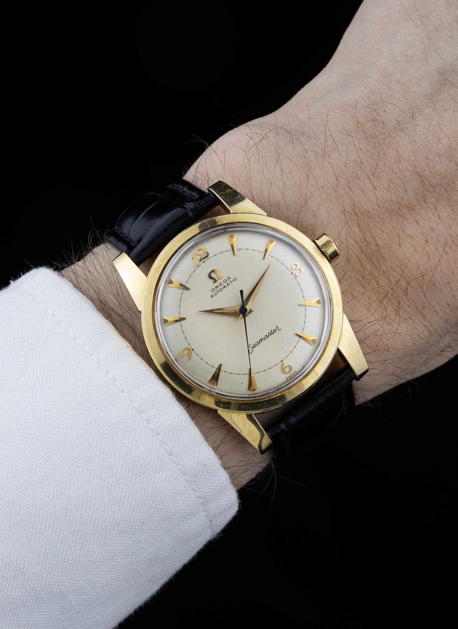 1953 14K Omega Seamaster Fat Lugs Breguet 2577 cal. 354