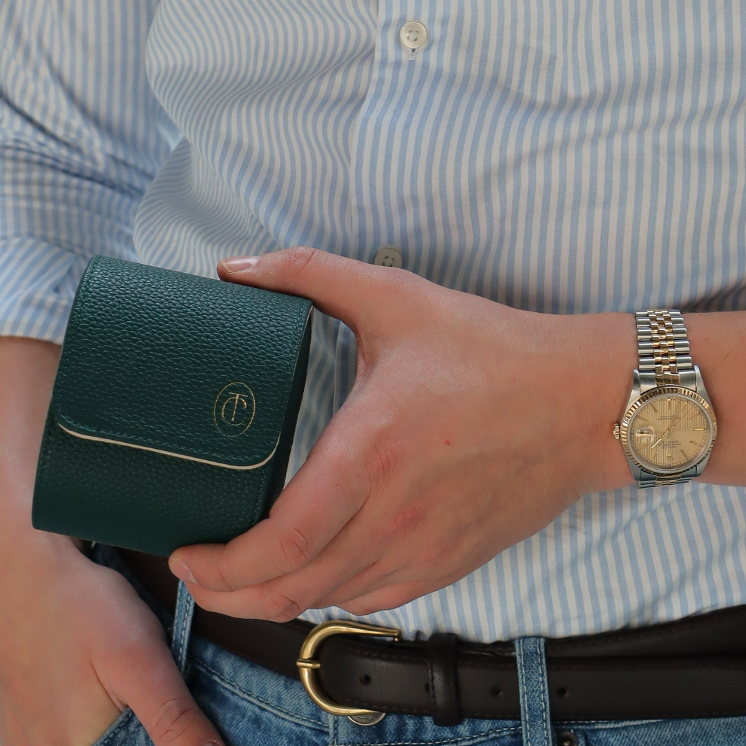 Single green gold watch case