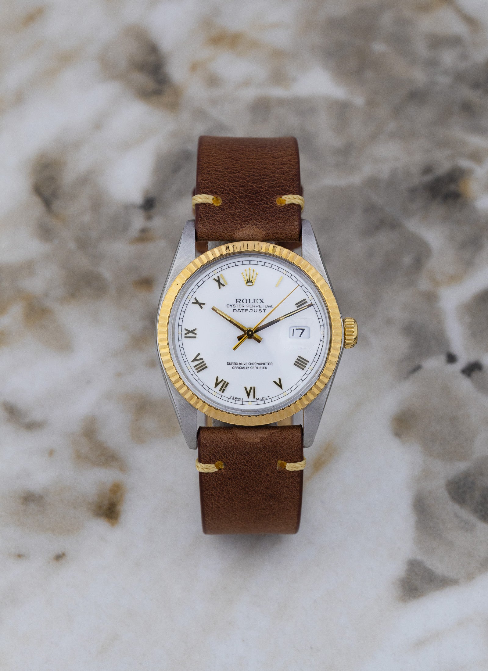 1985 Rolex Datejust Bicolor 16013 White Roman Dial Serviced