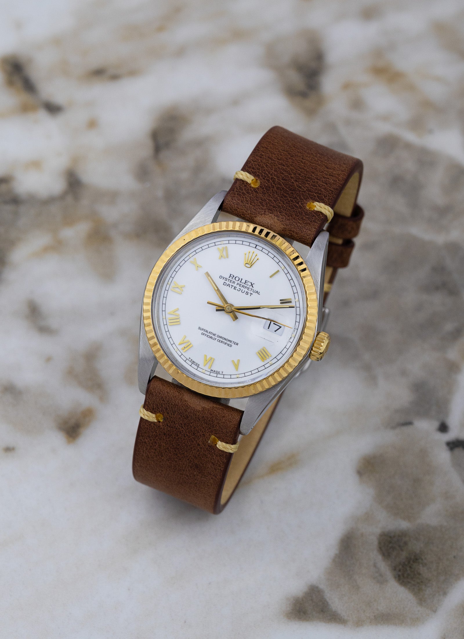 1985 Rolex Datejust Bicolor 16013 White Roman Dial Serviced