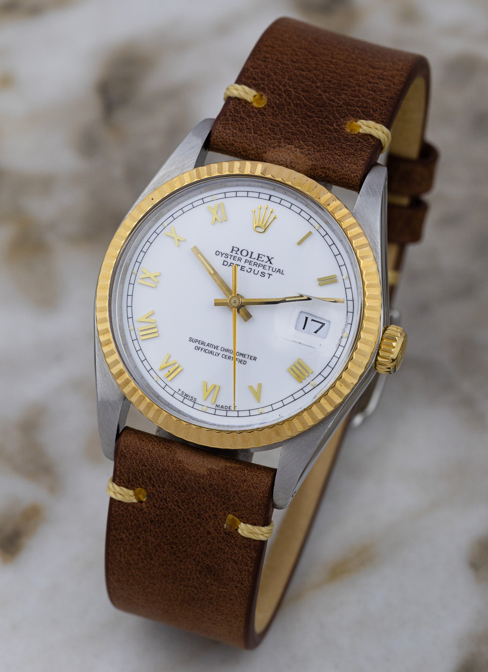 1985 Rolex Datejust Bicolor 16013 White Roman Dial Serviced