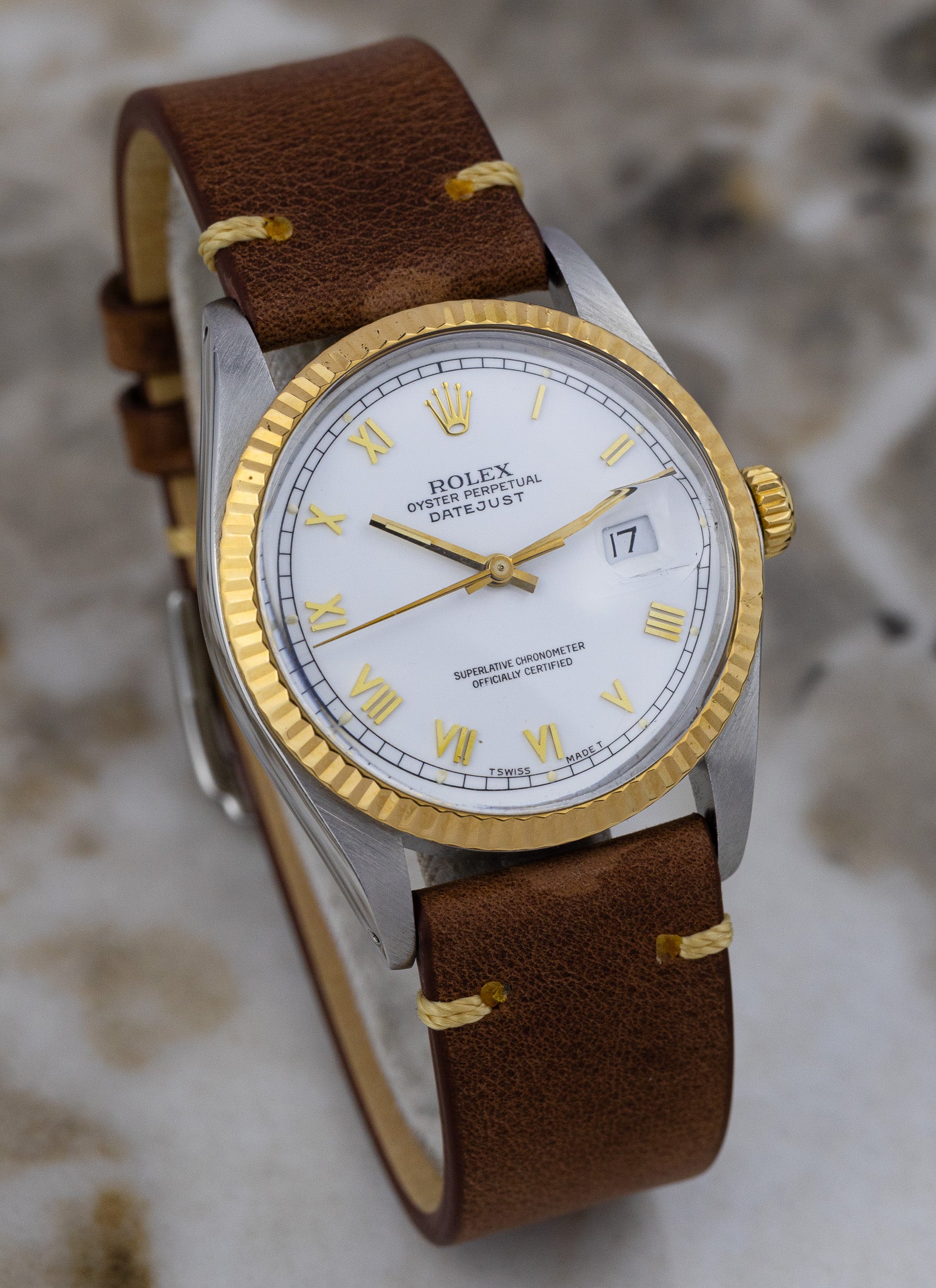 1985 Rolex Datejust Bicolor 16013 White Roman Dial Serviced