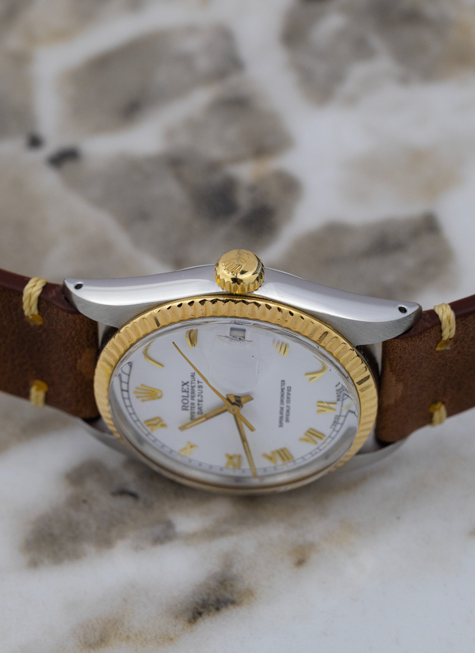 1985 Rolex Datejust Bicolor 16013 White Roman Dial Serviced