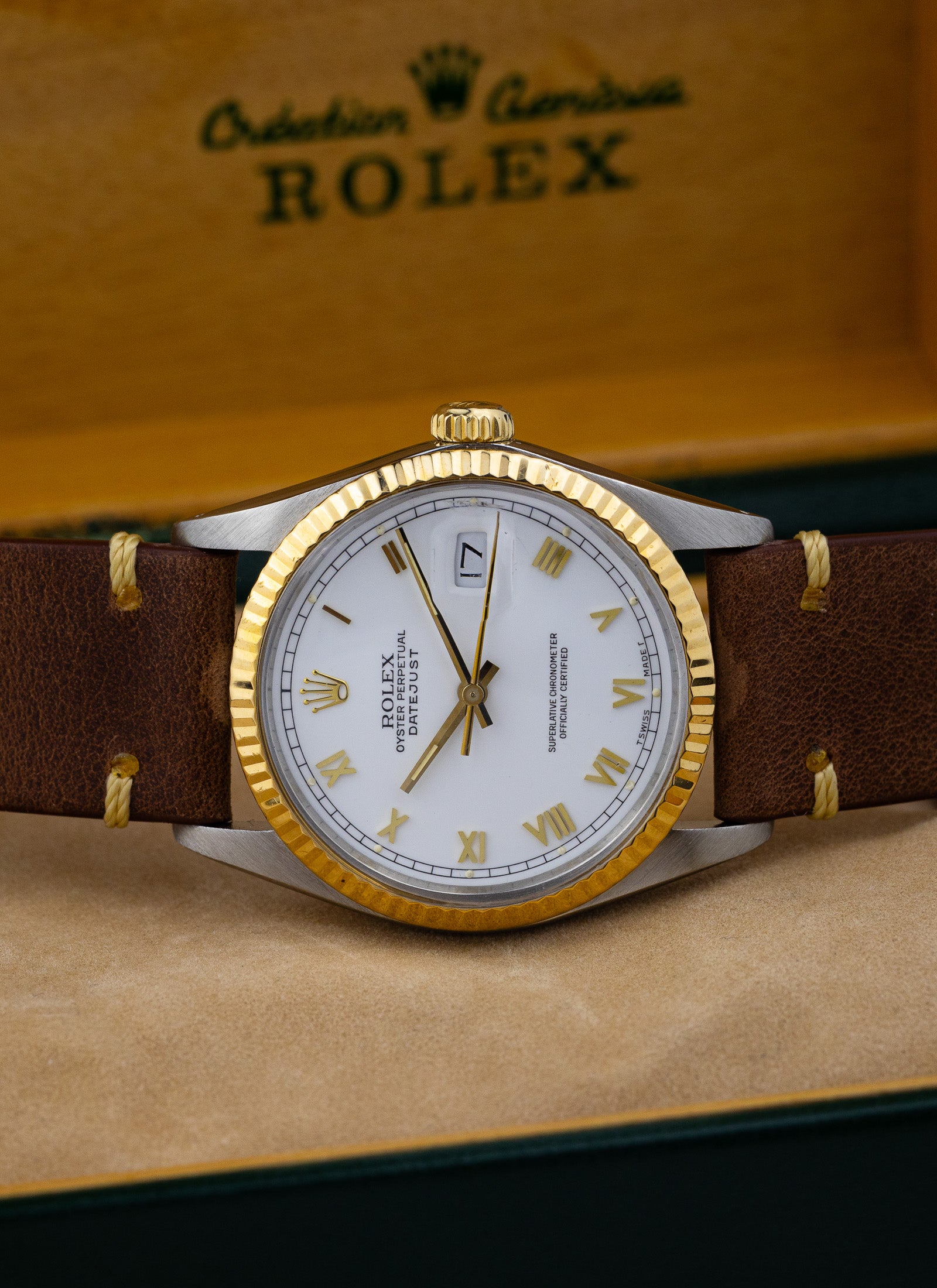 1985 Rolex Datejust Bicolor 16013 White Roman Dial Serviced