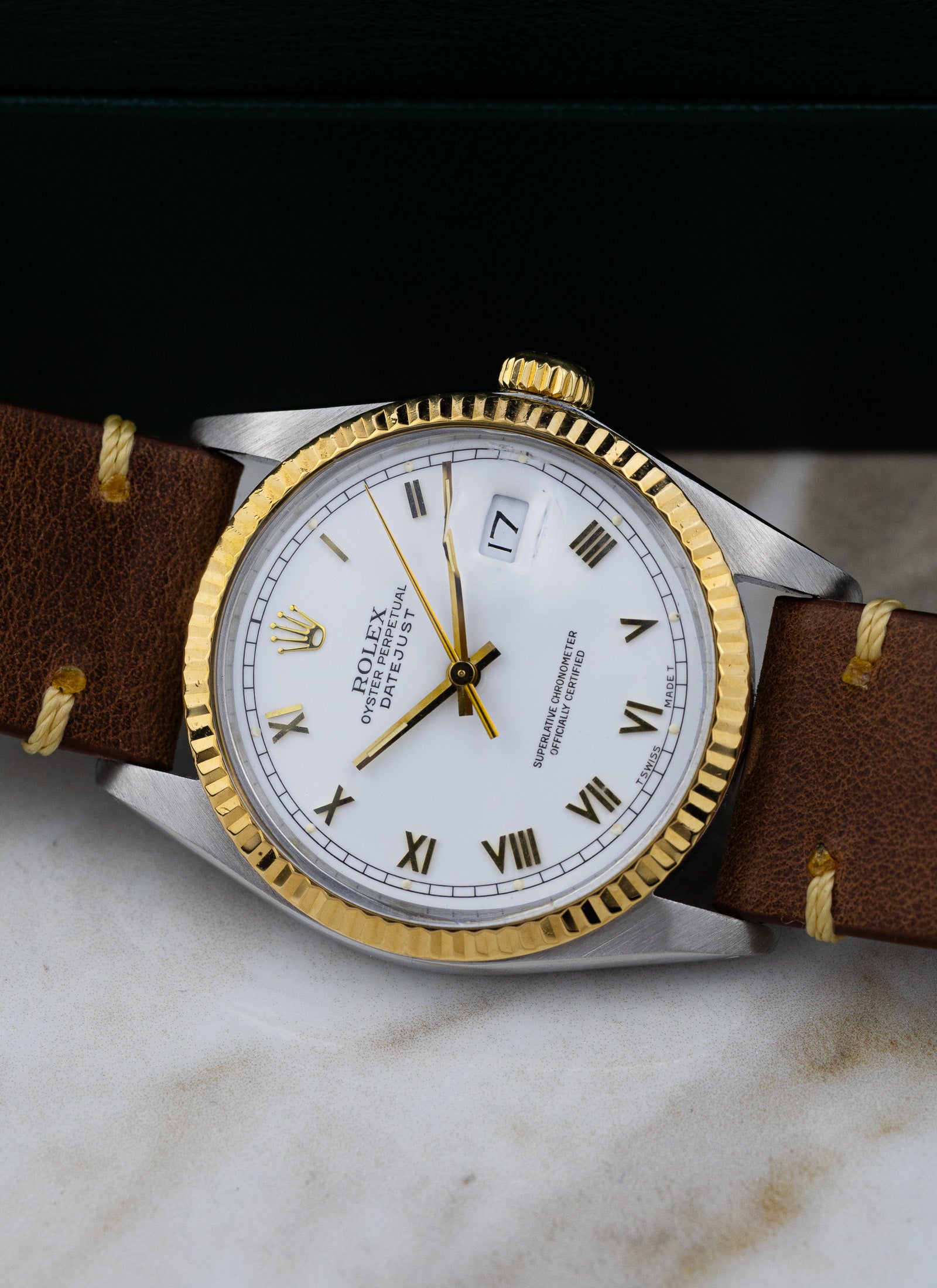 1985 Rolex Datejust Bicolor 16013 White Roman Dial Serviced