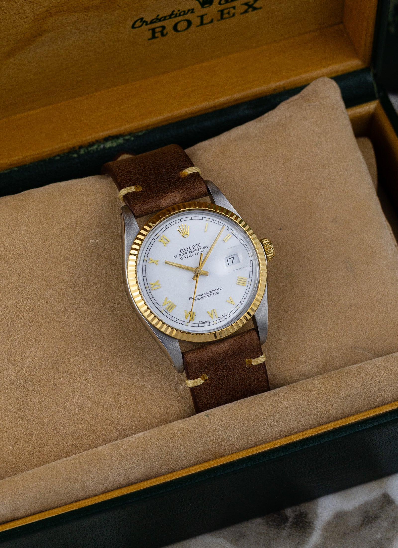 1985 Rolex Datejust Bicolor 16013 White Roman Dial Serviced