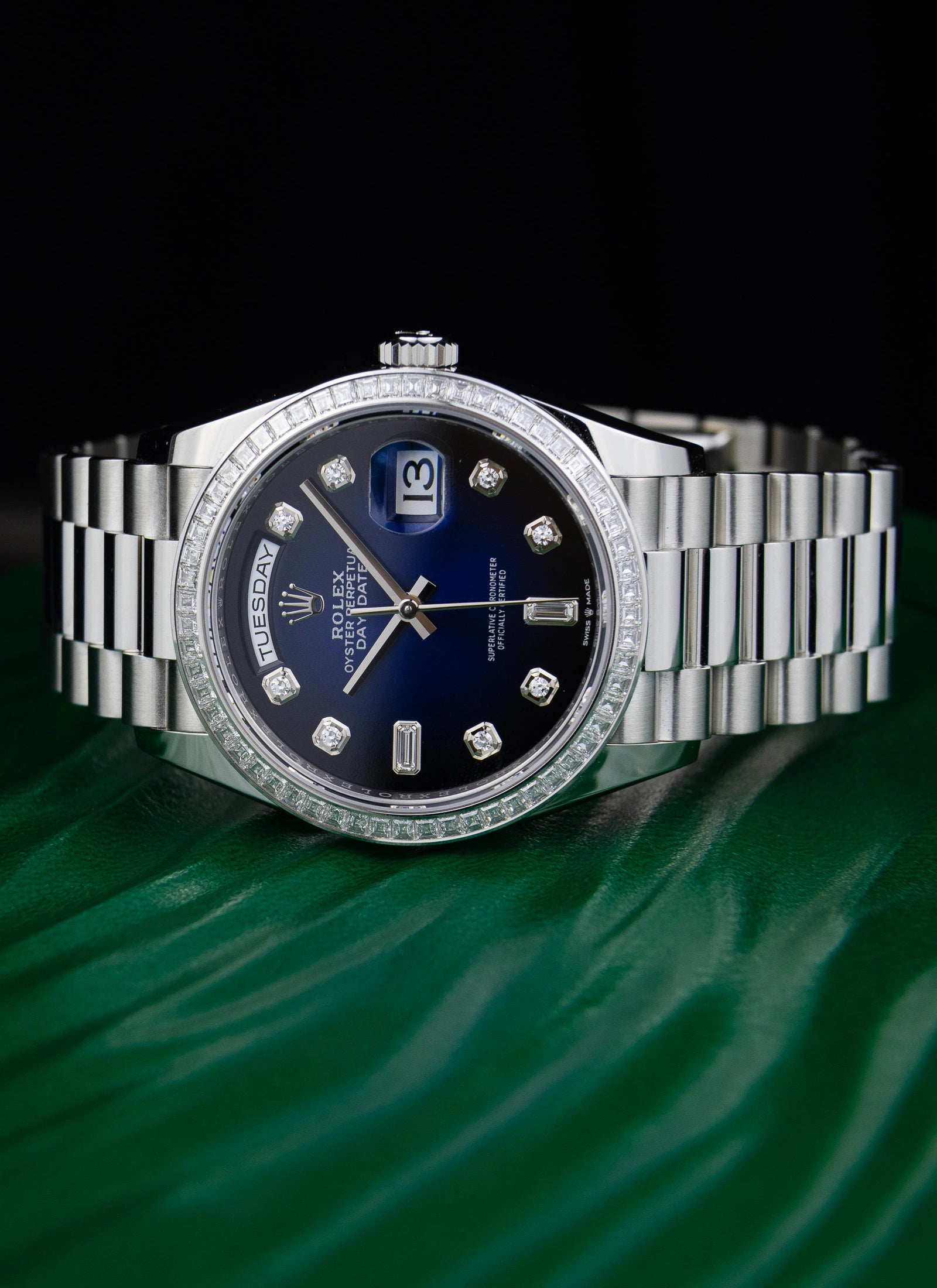 2022 Rolex Day-Date Platinium Vignette Diamond Dial 128396TBR